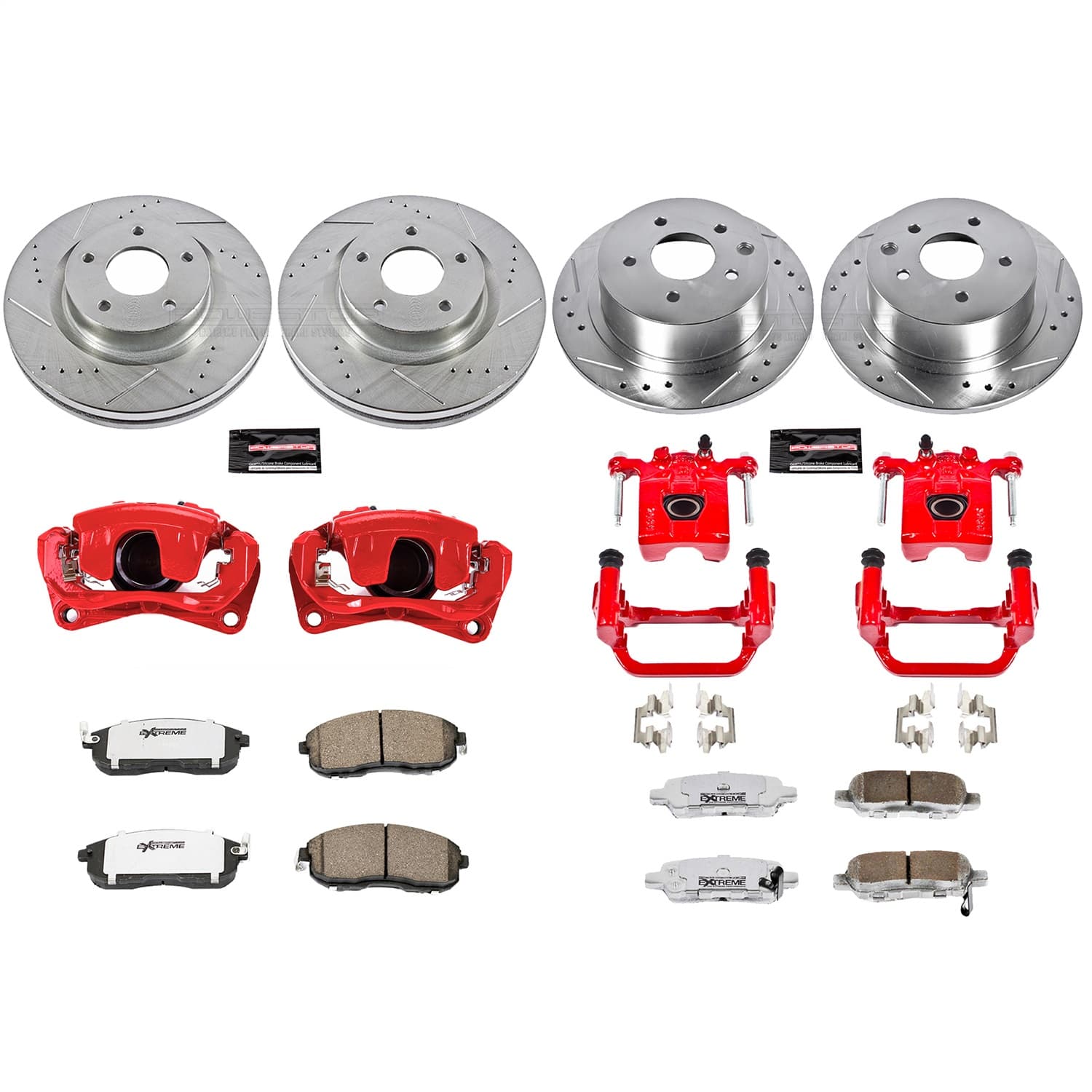 Power Stop - KC242-26 - Front and Rear - Disc Brake Pad/Caliper and Rotor Kit image 1