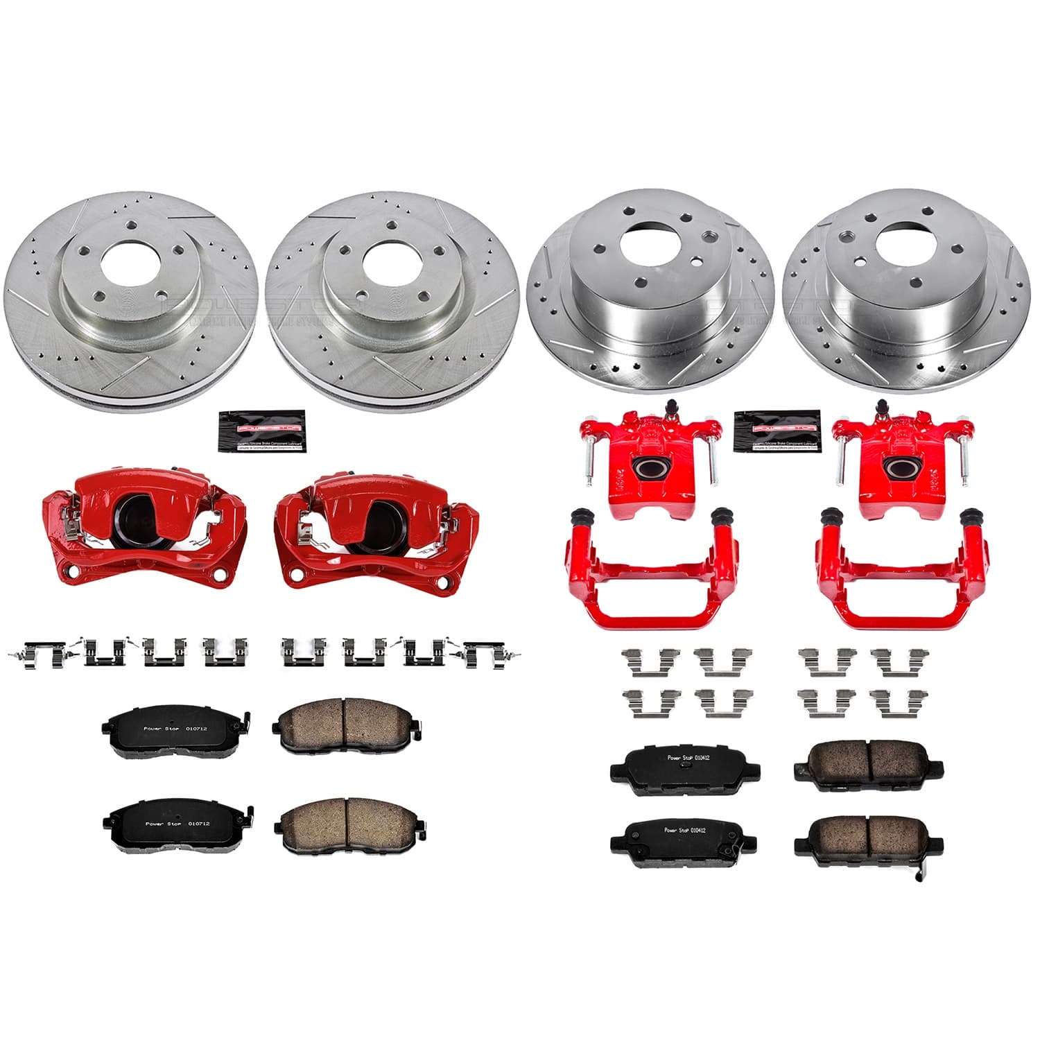 Power Stop - KC242 - Front and Rear - Disc Brake Pad/Caliper and Rotor Kit image 1