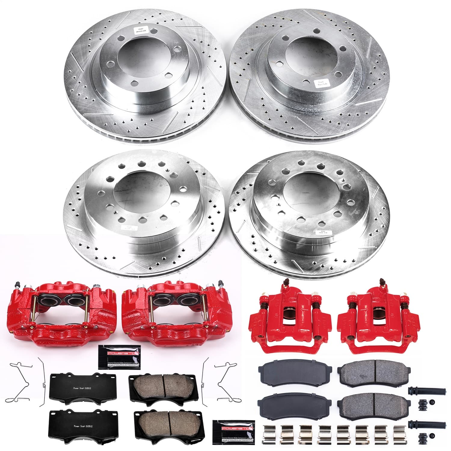 Power Stop - KC2422A - Front and Rear - Disc Brake Pad/Caliper and Rotor Kit image 1