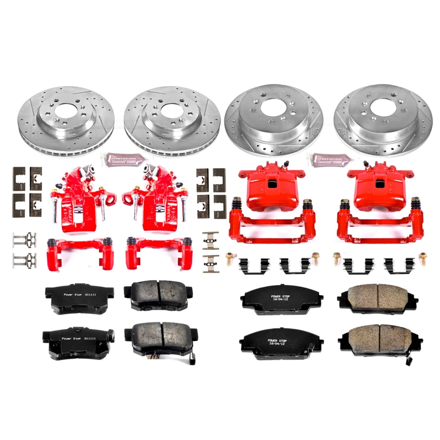 Power Stop - KC2440 - Front and Rear - Disc Brake Pad/Caliper and Rotor Kit image 1