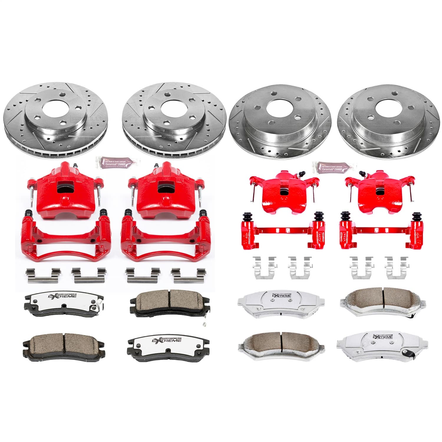 Power Stop - KC2554-26 - Front and Rear - Disc Brake Pad/Caliper and Rotor Kit image 1