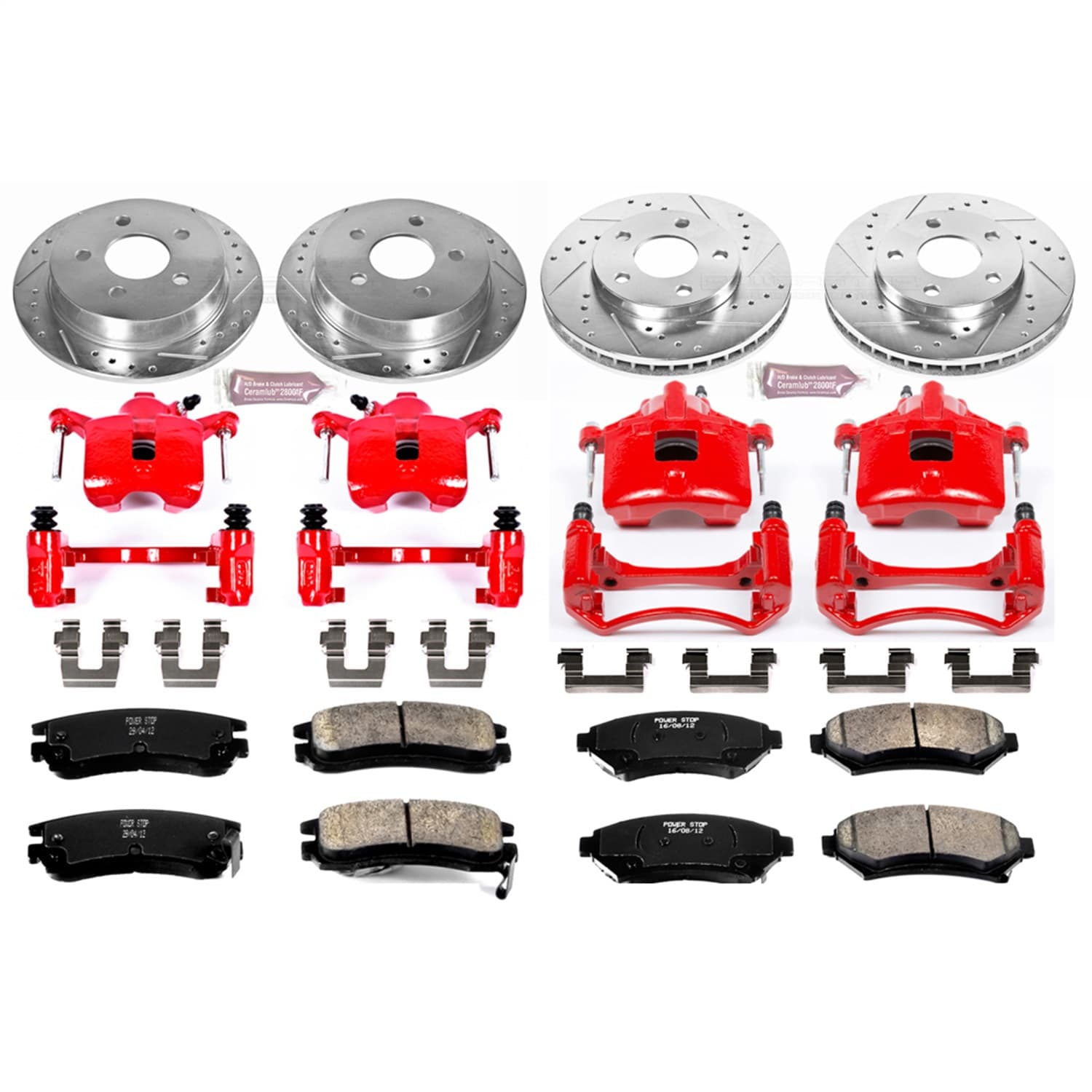 Power Stop - KC2554 - Front and Rear - Disc Brake Pad/Caliper and Rotor Kit image 1