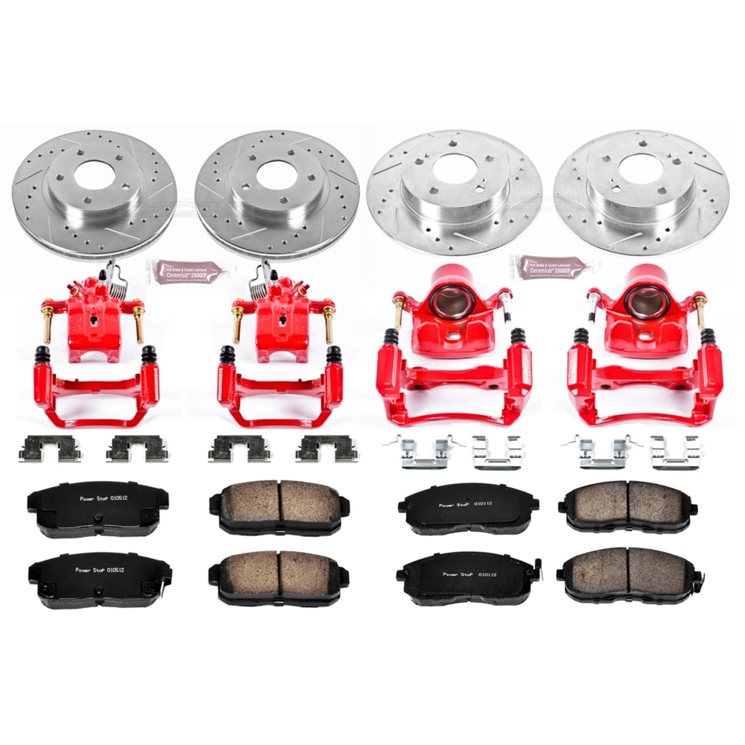 Power Stop - KC2703 - Front and Rear - Disc Brake Pad/Caliper and Rotor Kit image 1