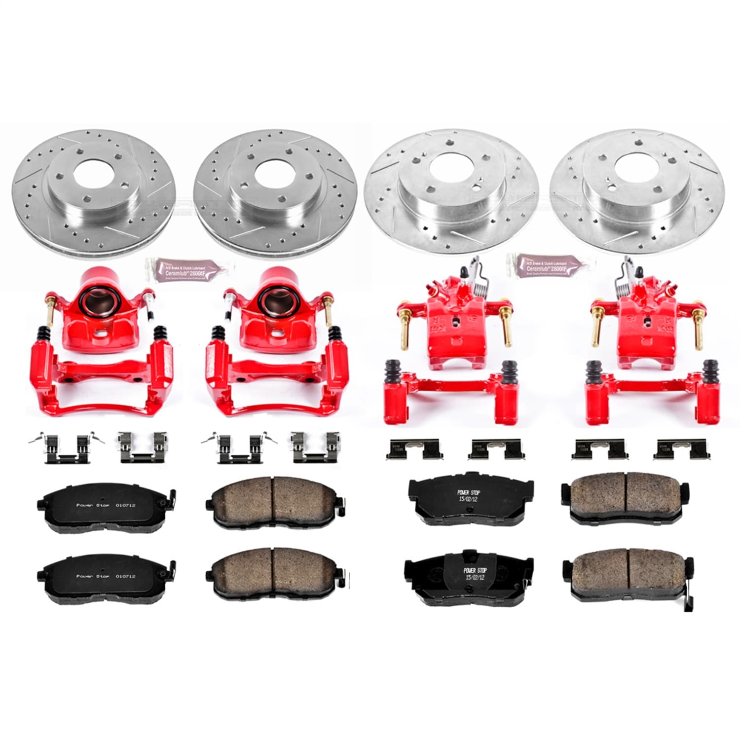 Power Stop - KC2704 - Front and Rear - Disc Brake Pad/Caliper and Rotor Kit image 1