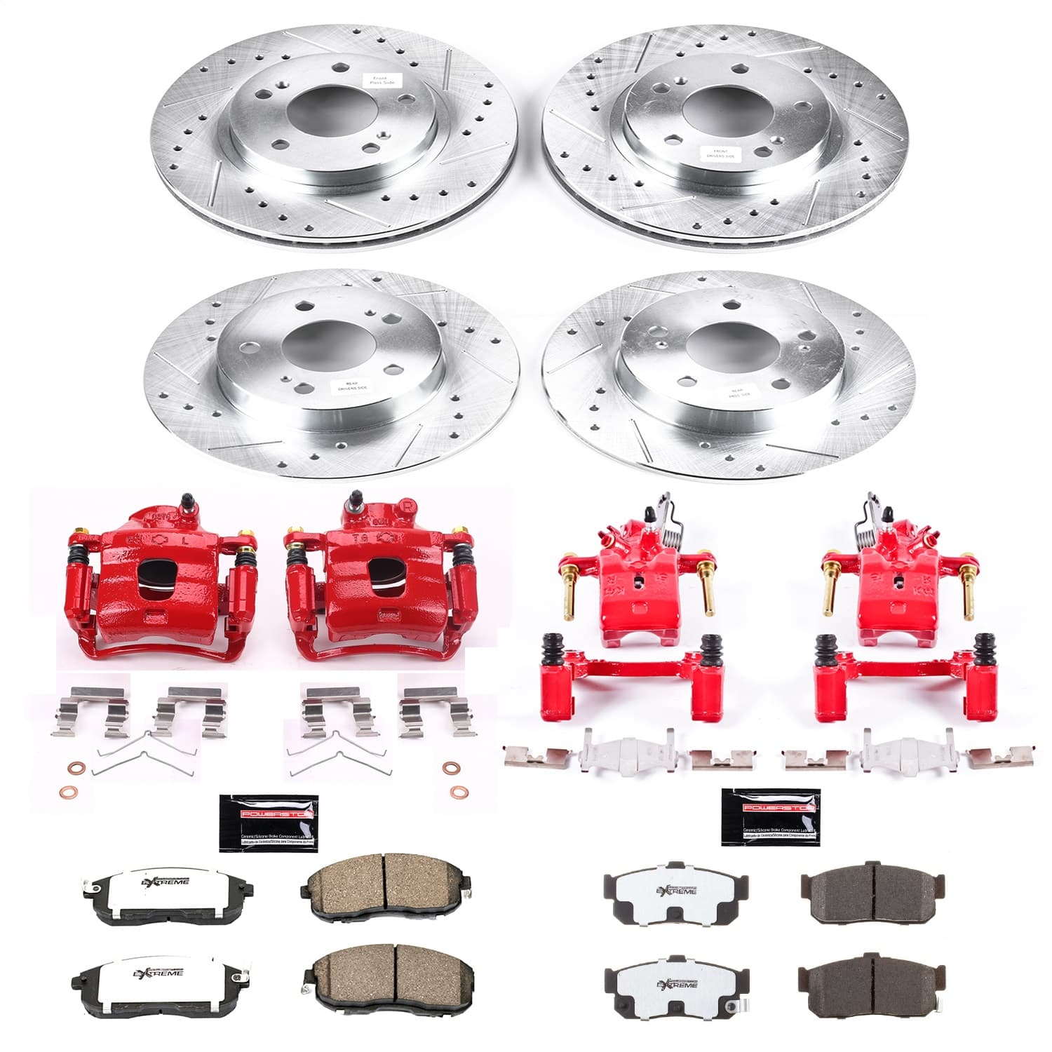 Power Stop - KC2704A-26 - Front and Rear - Disc Brake Pad/Caliper and Rotor Kit image 1