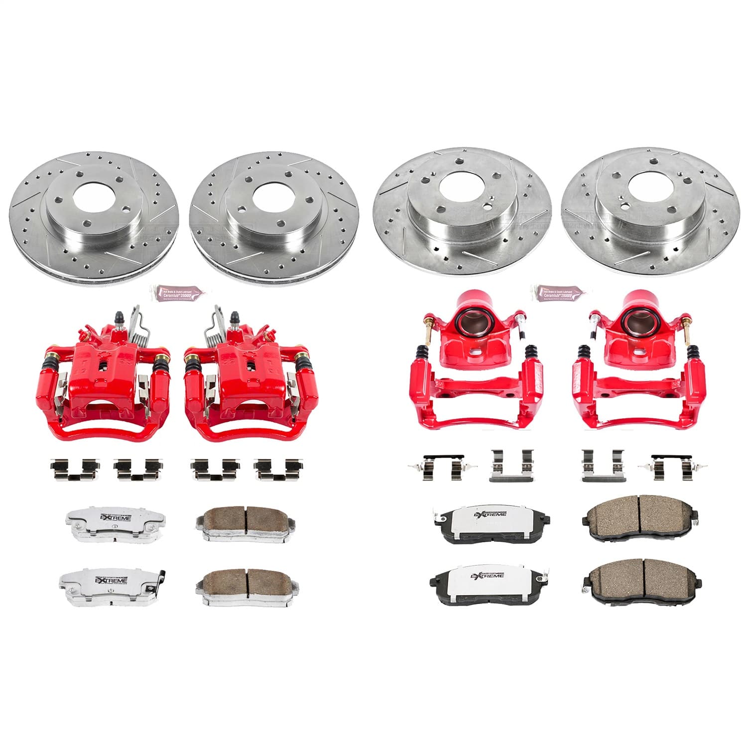 Power Stop - KC2705-26 - Front and Rear - Disc Brake Pad/Caliper and Rotor Kit image 1