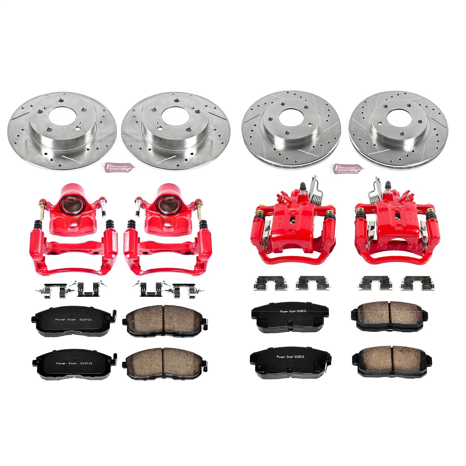 Power Stop - KC2705 - Front and Rear - Disc Brake Pad/Caliper and Rotor Kit image 1