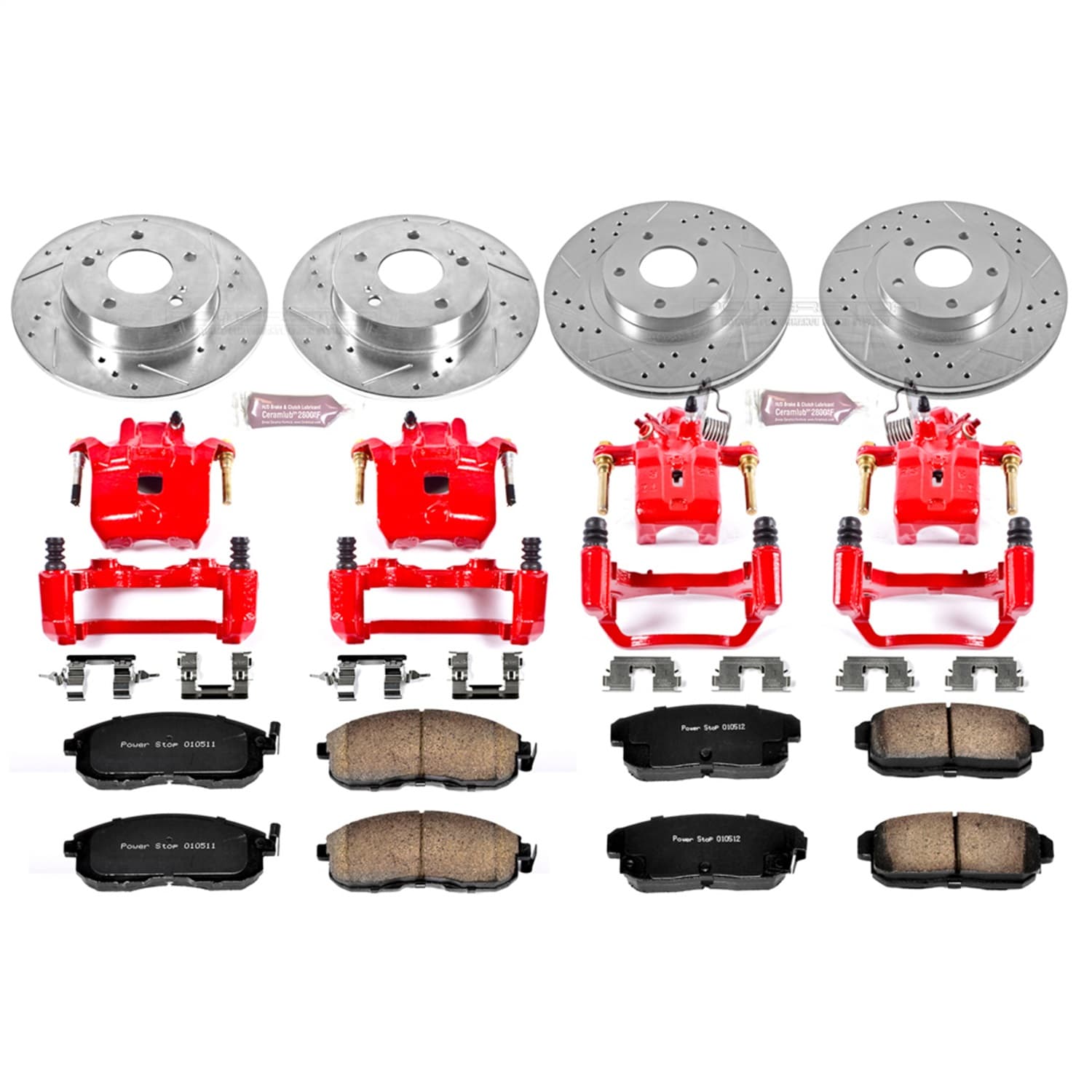 Power Stop - KC2706 - Front and Rear - Disc Brake Pad/Caliper and Rotor Kit image 1