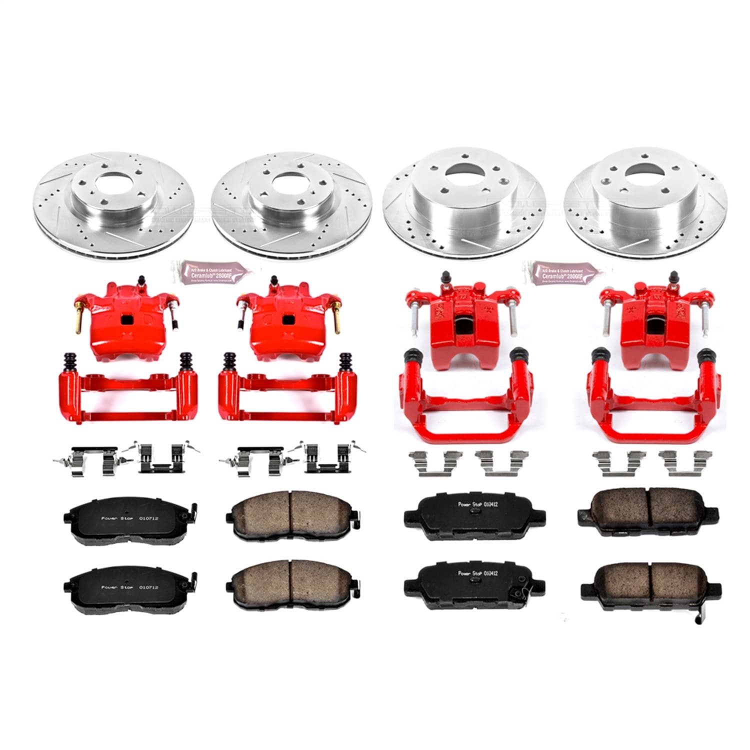 Power Stop - KC2710 - Front and Rear - Disc Brake Pad/Caliper and Rotor Kit image 1