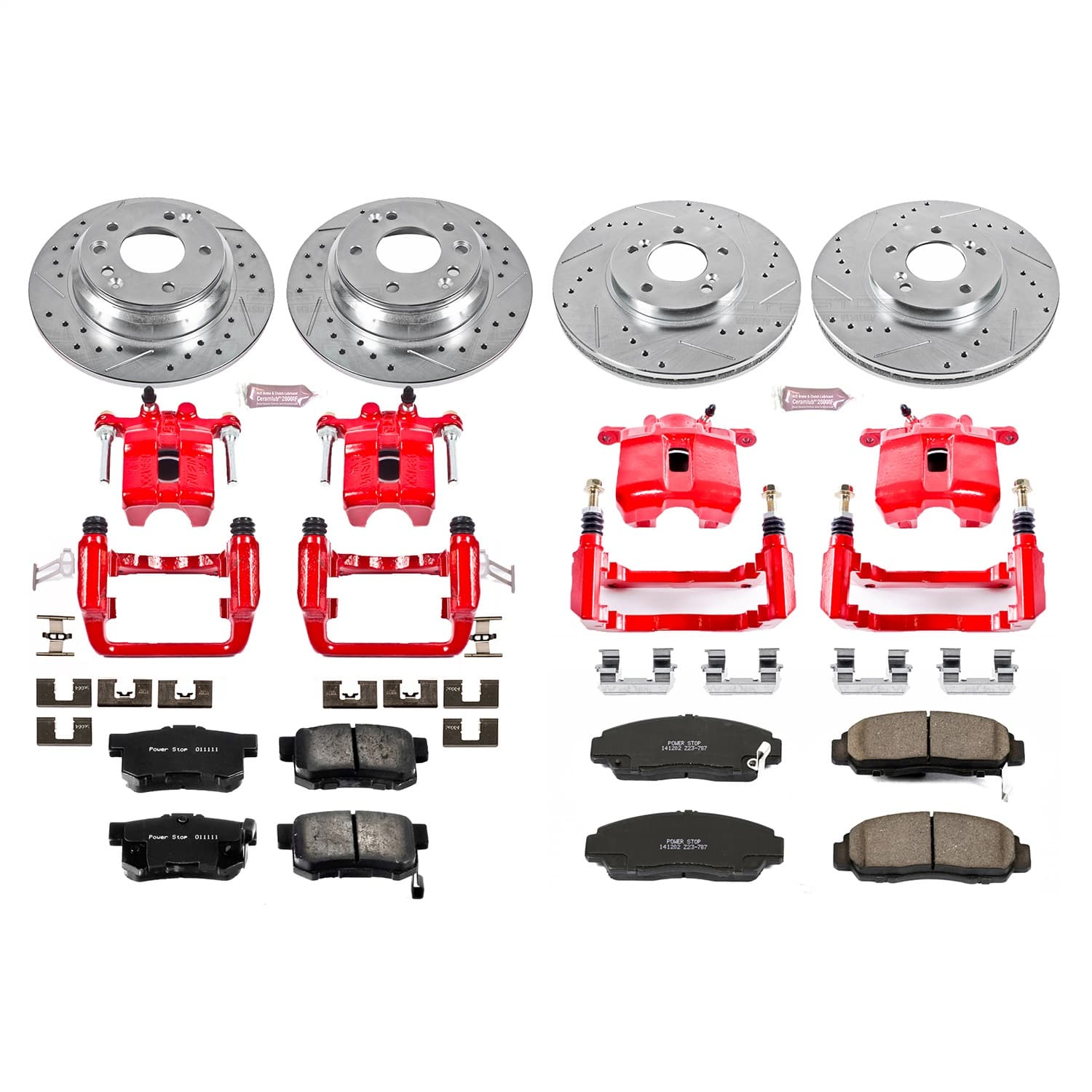 Power Stop - KC2715 - Front and Rear - Disc Brake Pad/Caliper and Rotor Kit image 1