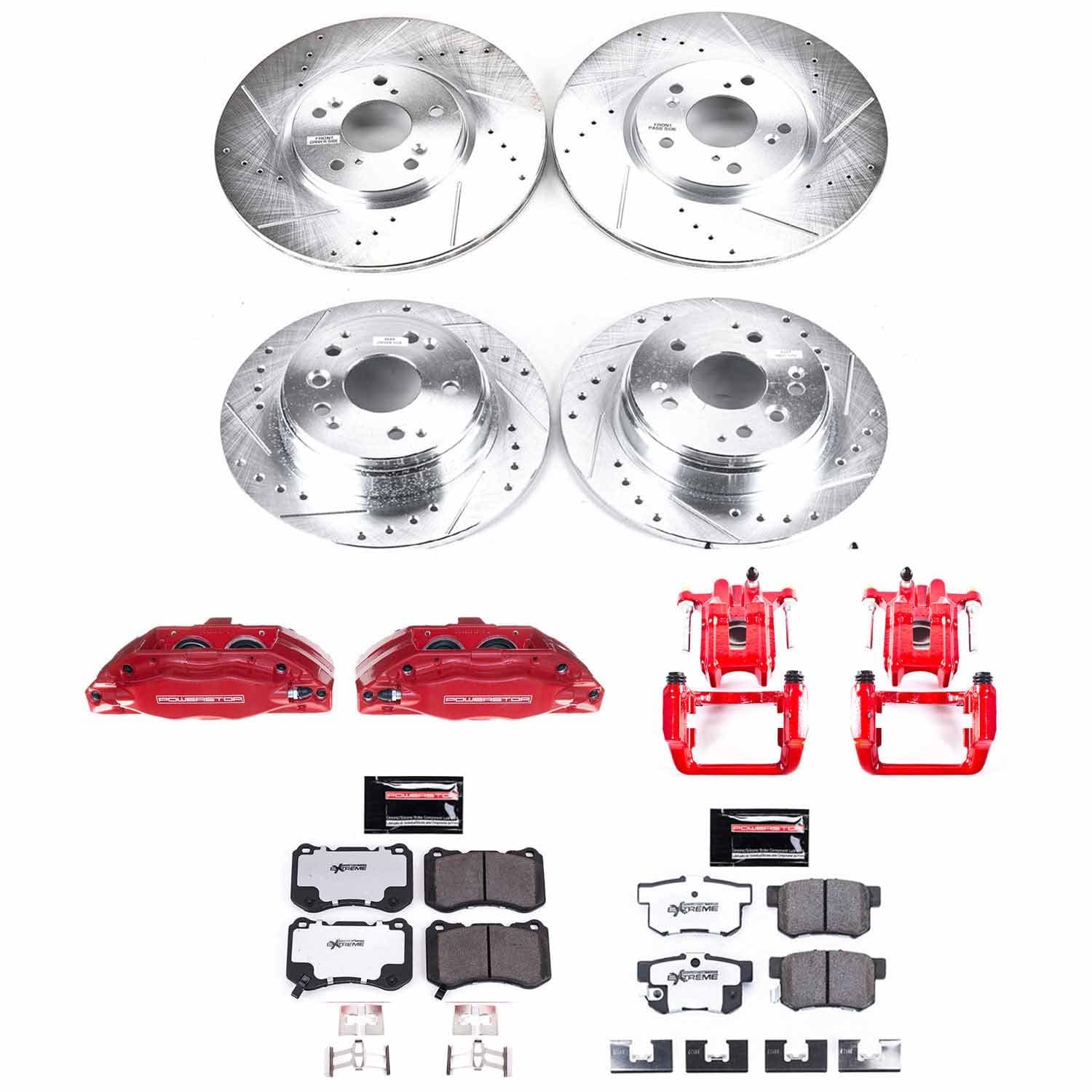 Power Stop - KC2718-26 - Front and Rear - Disc Brake Pad/Caliper and Rotor Kit image 1