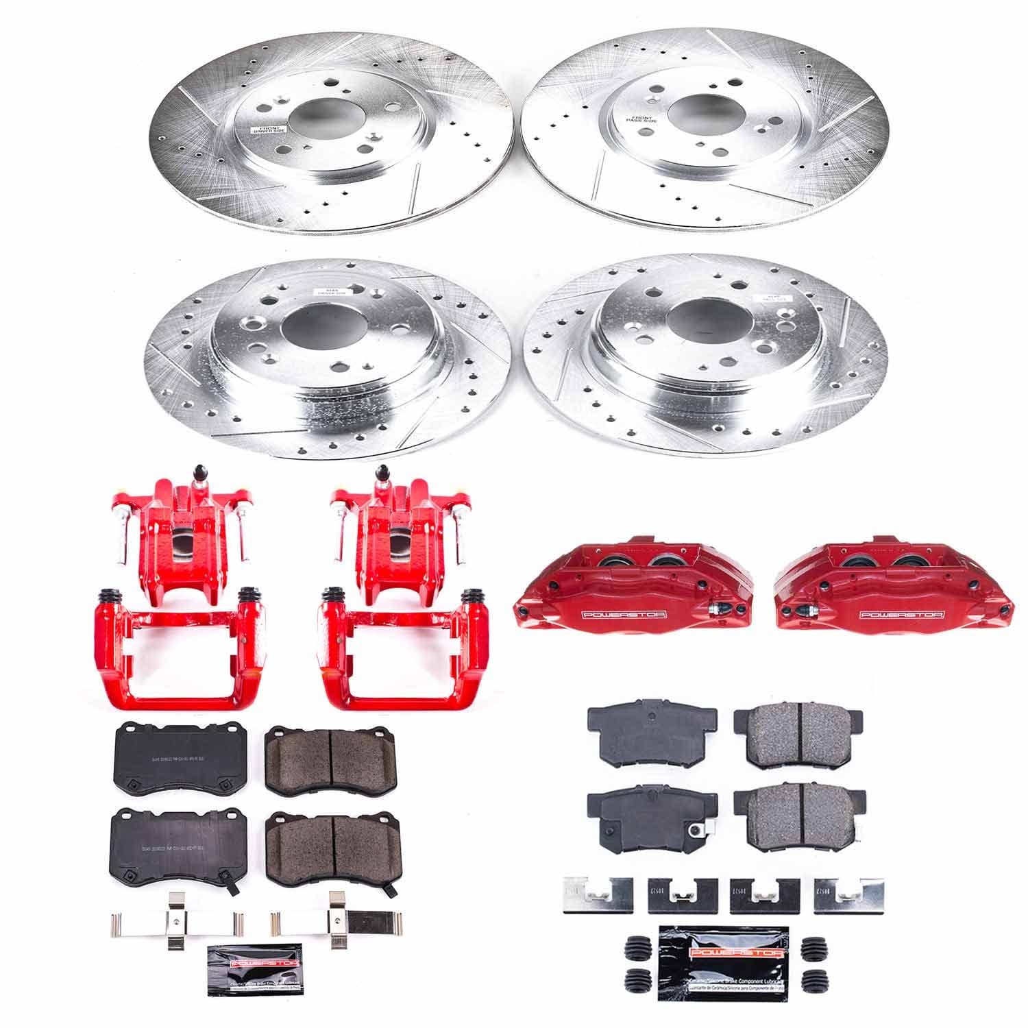 Power Stop - KC2718 - Front and Rear - Disc Brake Pad/Caliper and Rotor Kit image 1