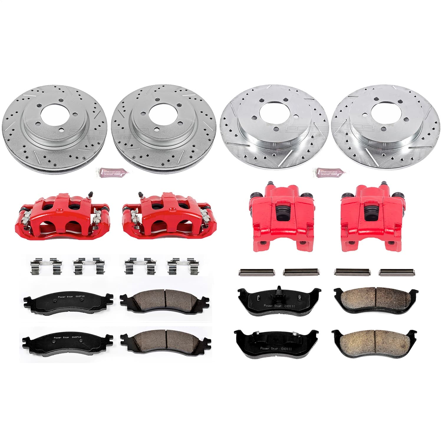 Power Stop - KC2721 - Front and Rear - Disc Brake Pad/Caliper and Rotor Kit image 1