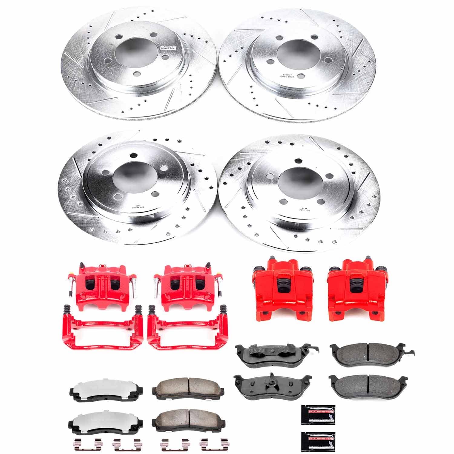 Power Stop - KC2722-36 - Front and Rear - Disc Brake Pad/Caliper and Rotor Kit image 1