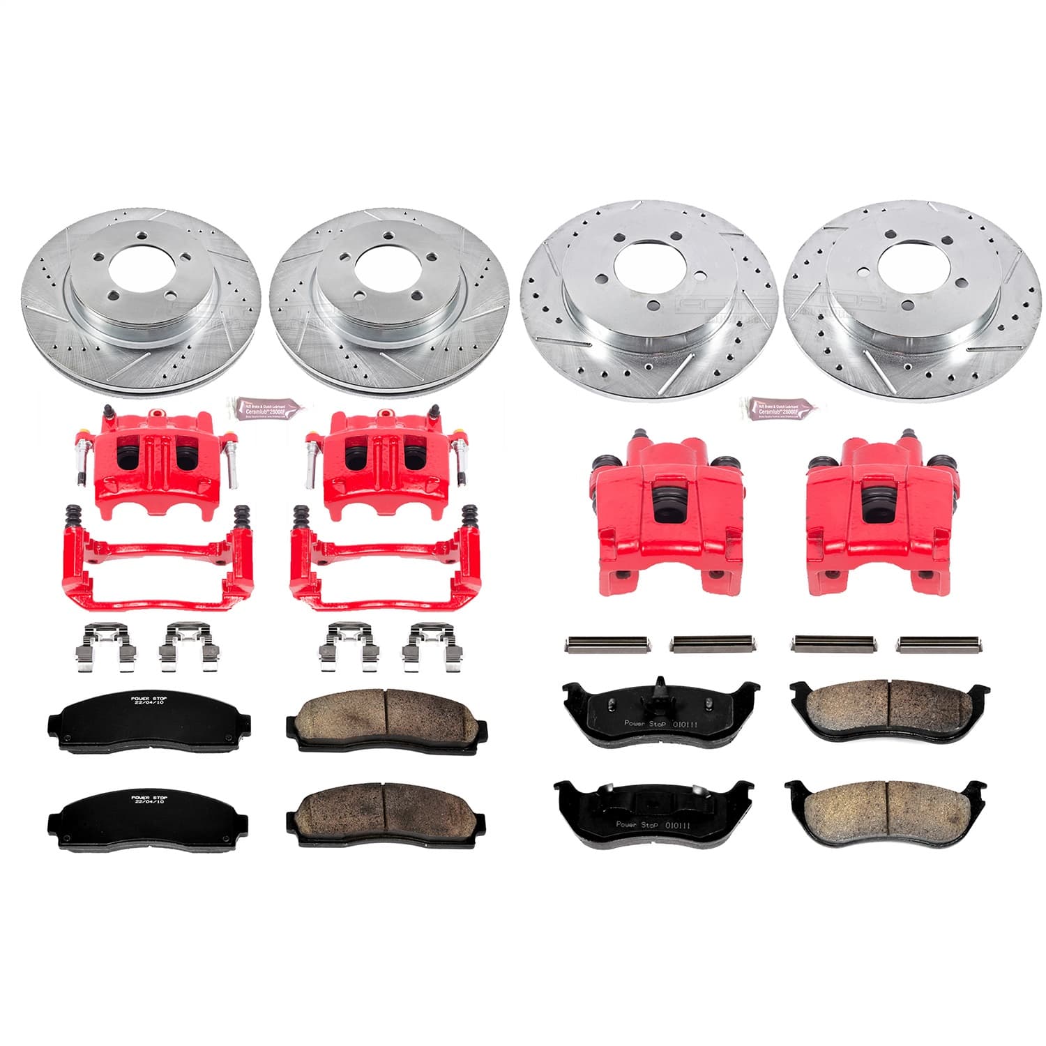 Power Stop - KC2722 - Front and Rear - Disc Brake Pad/Caliper and Rotor Kit image 1