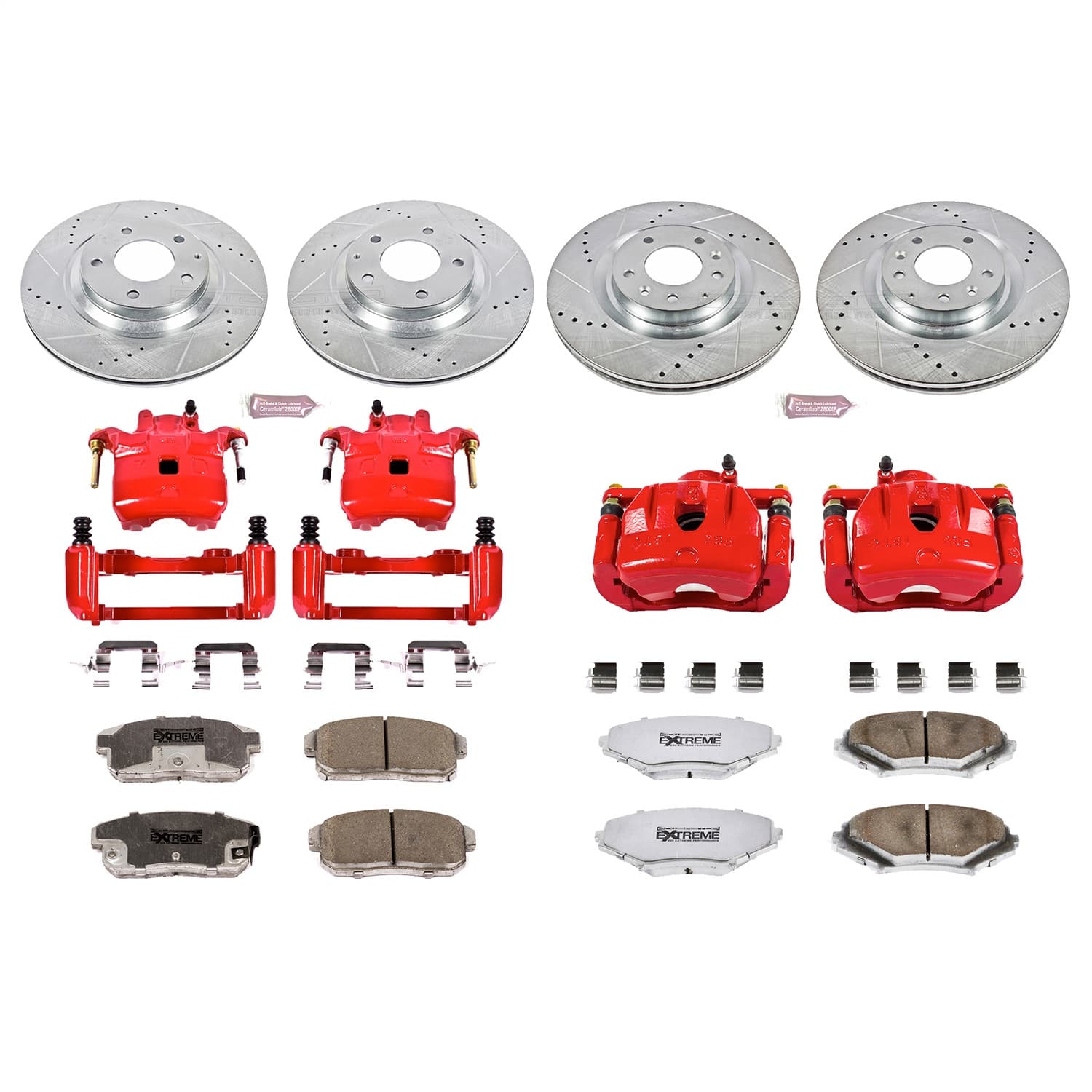 Power Stop - KC2727-26 - Front and Rear - Disc Brake Pad/Caliper and Rotor Kit image 1