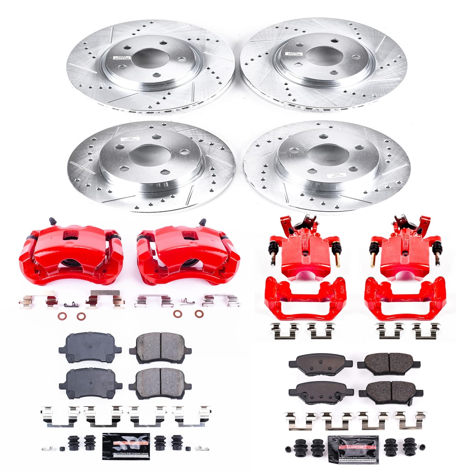 Power Stop - KC2731B - Front and Rear - Disc Brake Pad/Caliper and Rotor Kit image 1