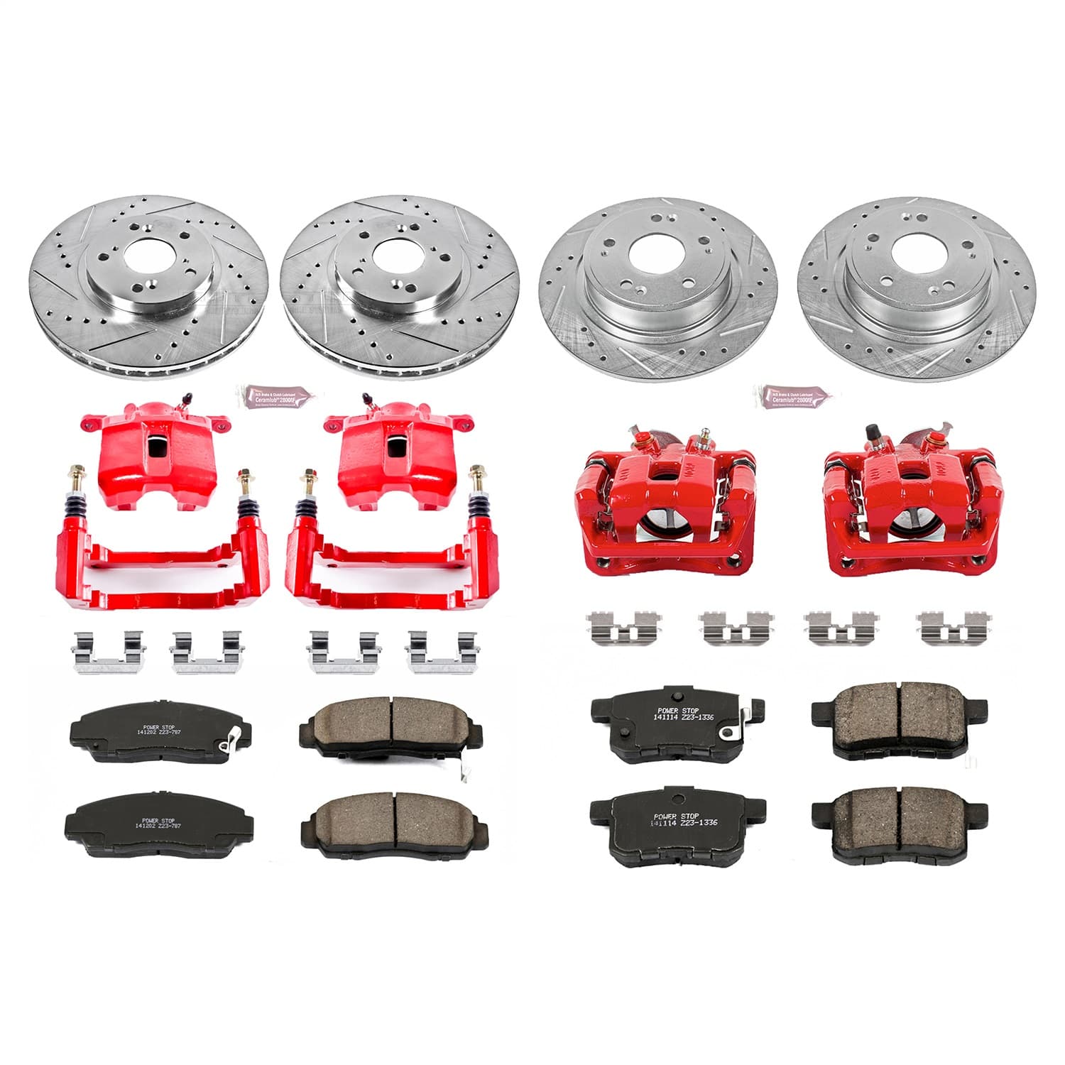 Power Stop - KC2742 - Front and Rear - Disc Brake Pad/Caliper and Rotor Kit image 1
