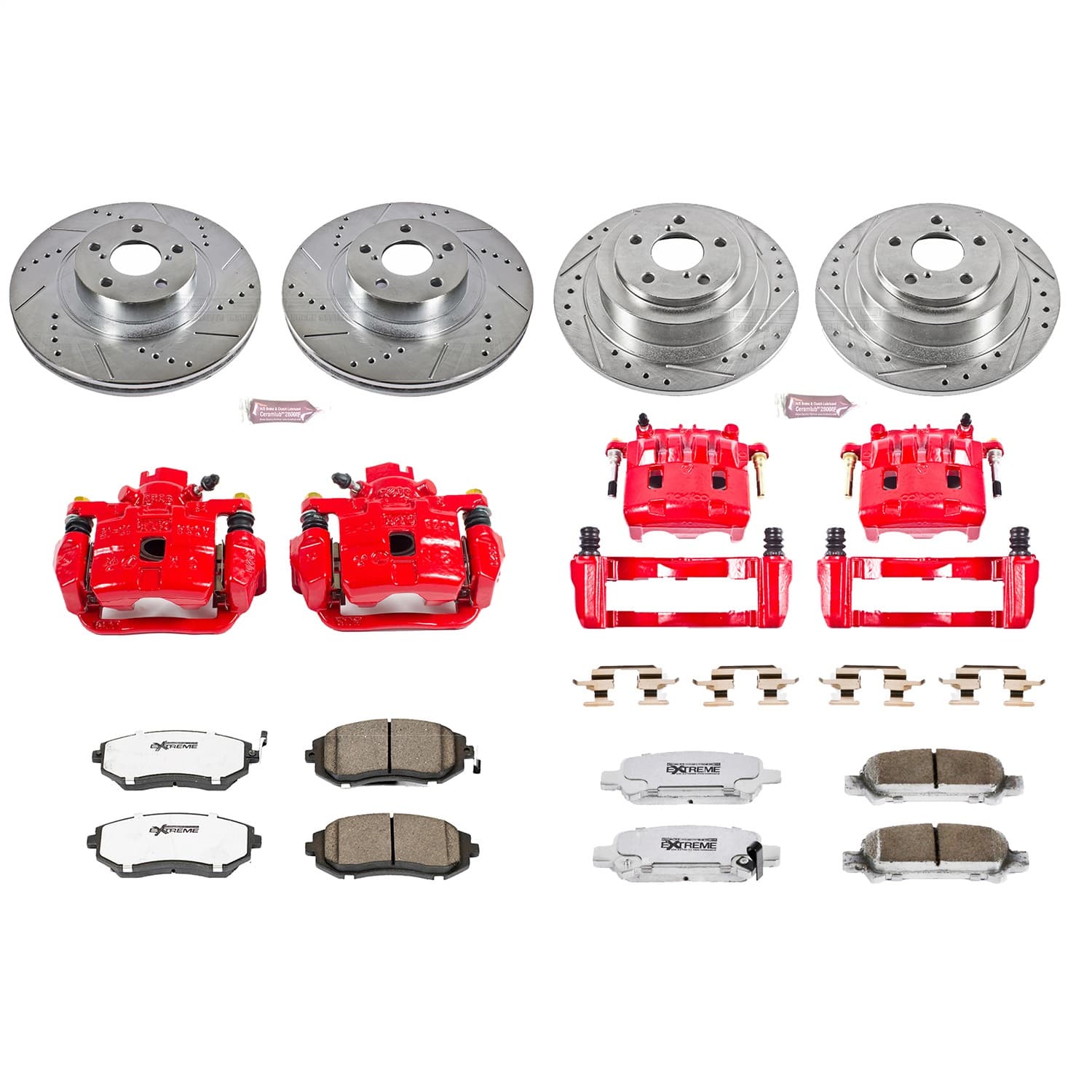Power Stop - KC2748-26 - Front and Rear - Disc Brake Pad/Caliper and Rotor Kit image 1