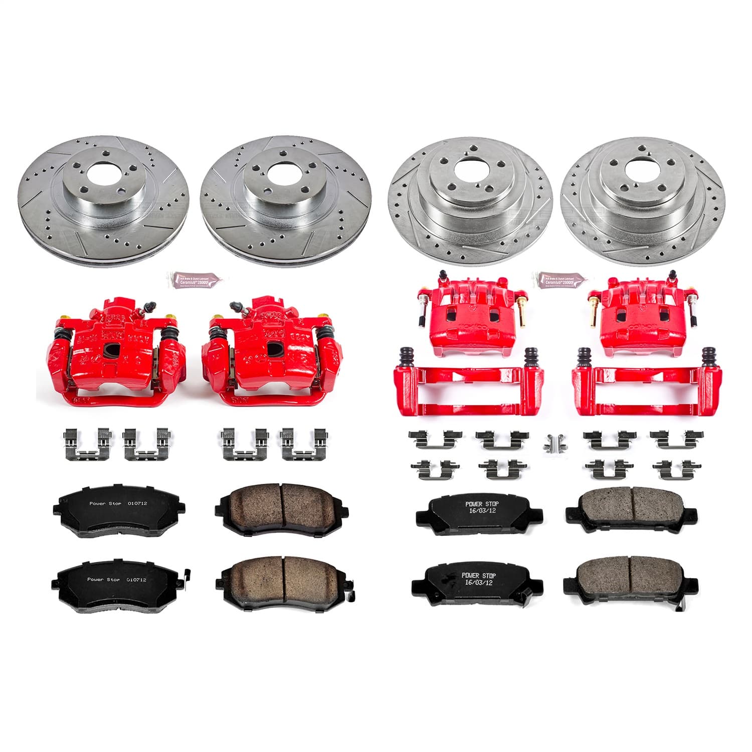 Power Stop - KC2748 - Front and Rear - Disc Brake Pad/Caliper and Rotor Kit image 1