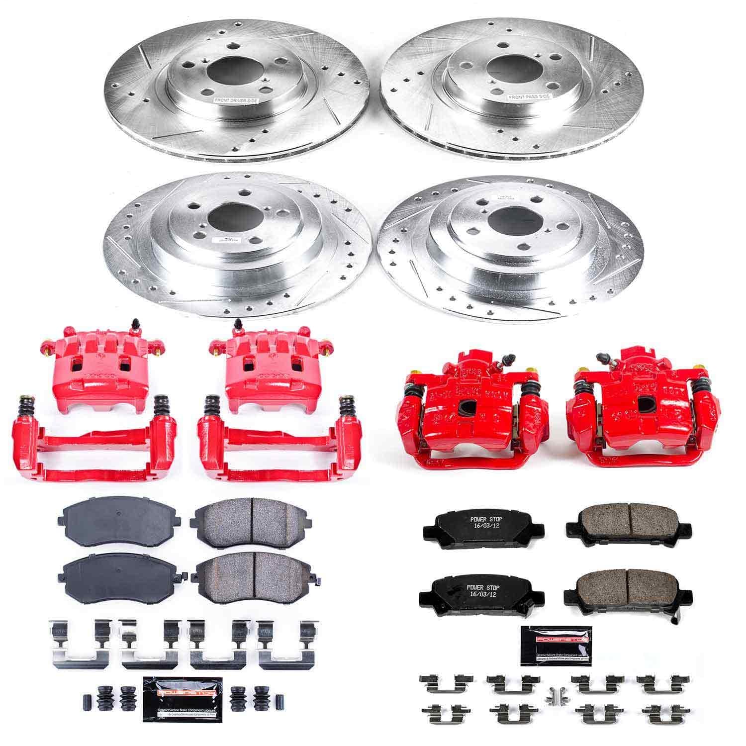 Power Stop - KC2750 - Front and Rear - Disc Brake Pad/Caliper and Rotor Kit image 1