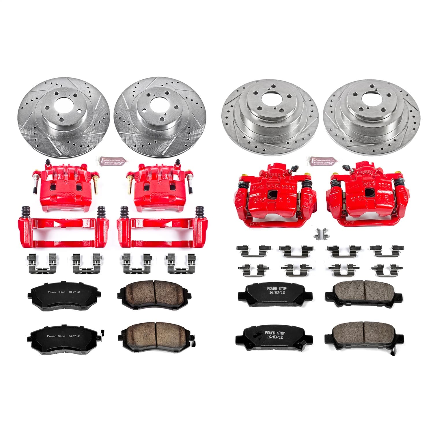 Power Stop - KC2751 - Front and Rear - Disc Brake Pad/Caliper and Rotor Kit image 1