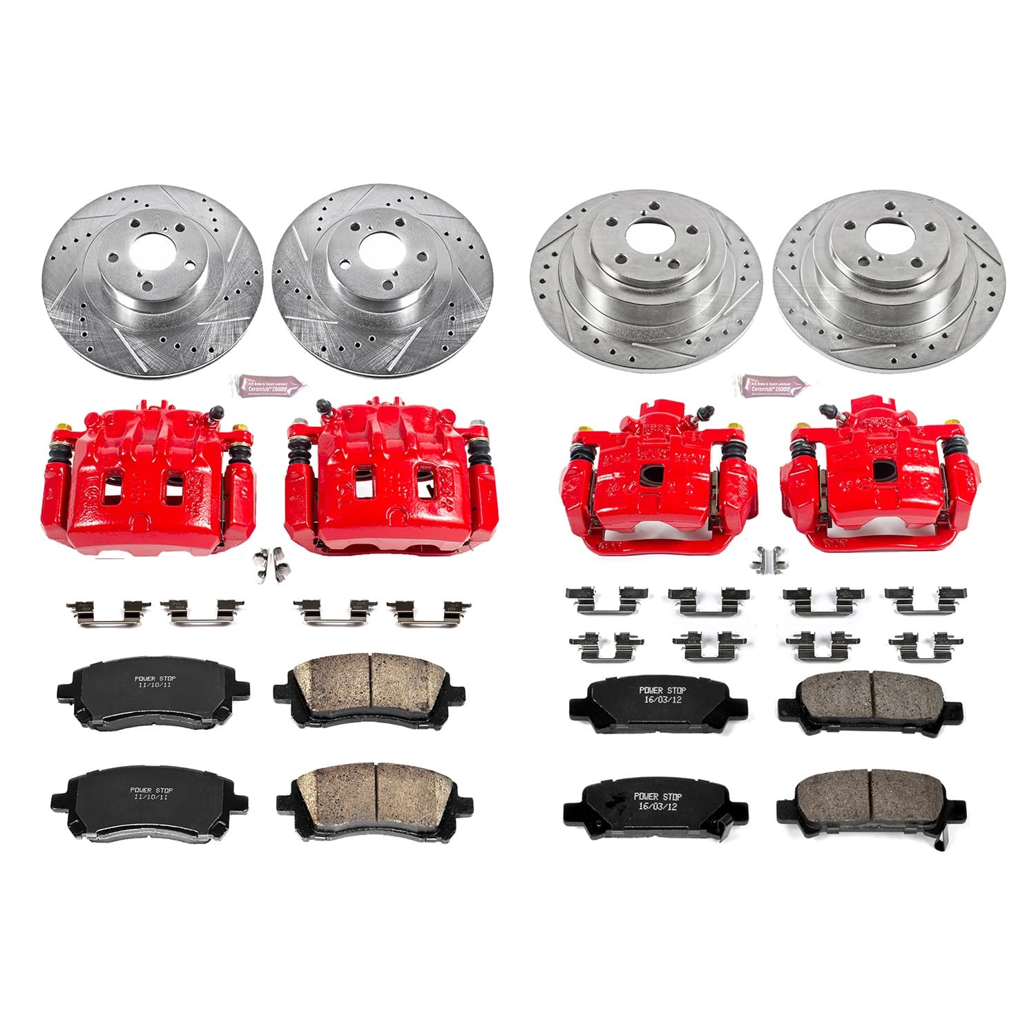 Power Stop - KC2752 - Front and Rear - Disc Brake Pad/Caliper and Rotor Kit image 1
