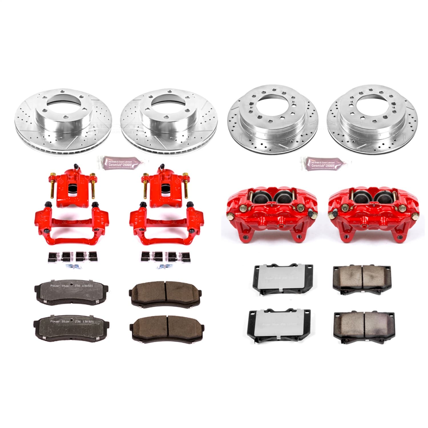 Power Stop - KC2756-36 - Front and Rear - Disc Brake Pad/Caliper and Rotor Kit image 1