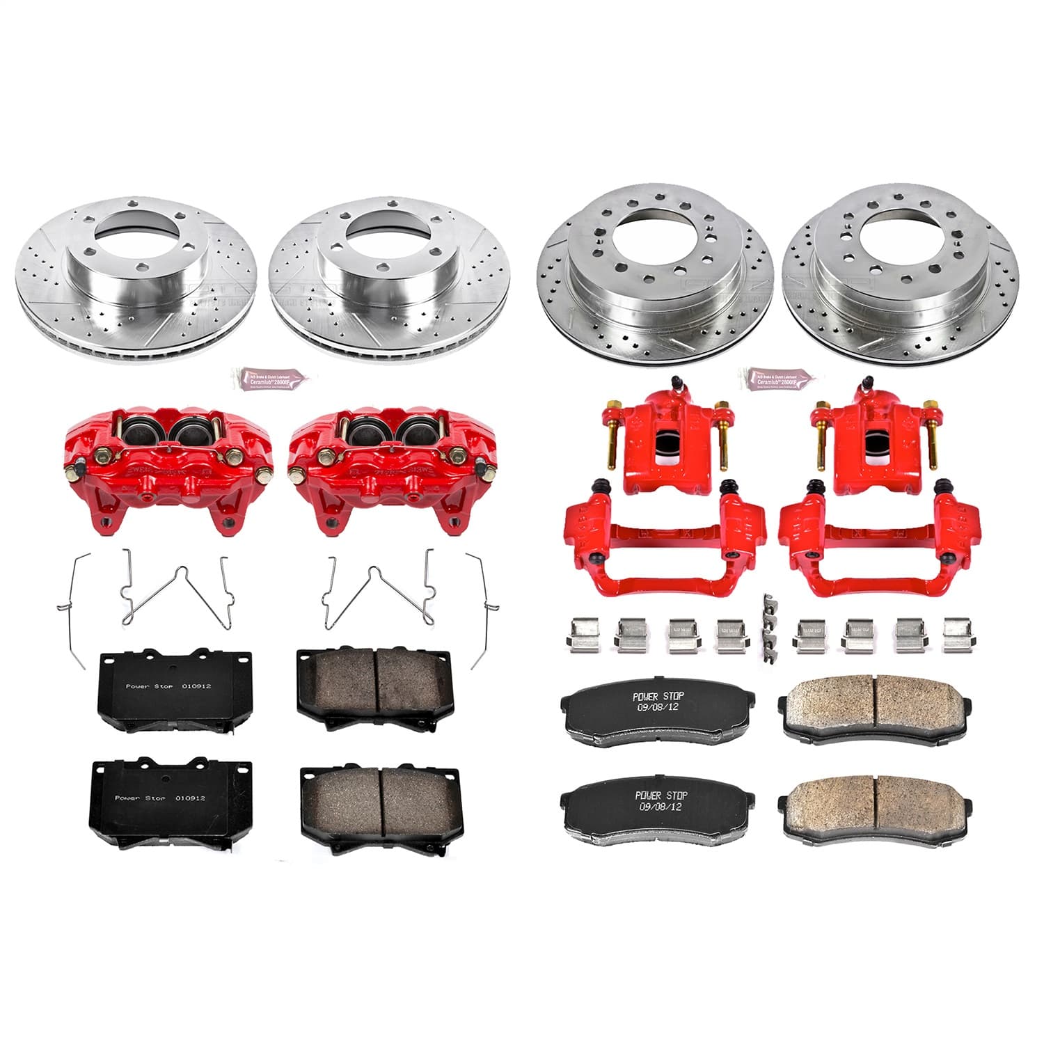 Power Stop - KC2756 - Front and Rear - Disc Brake Pad/Caliper and Rotor Kit image 1