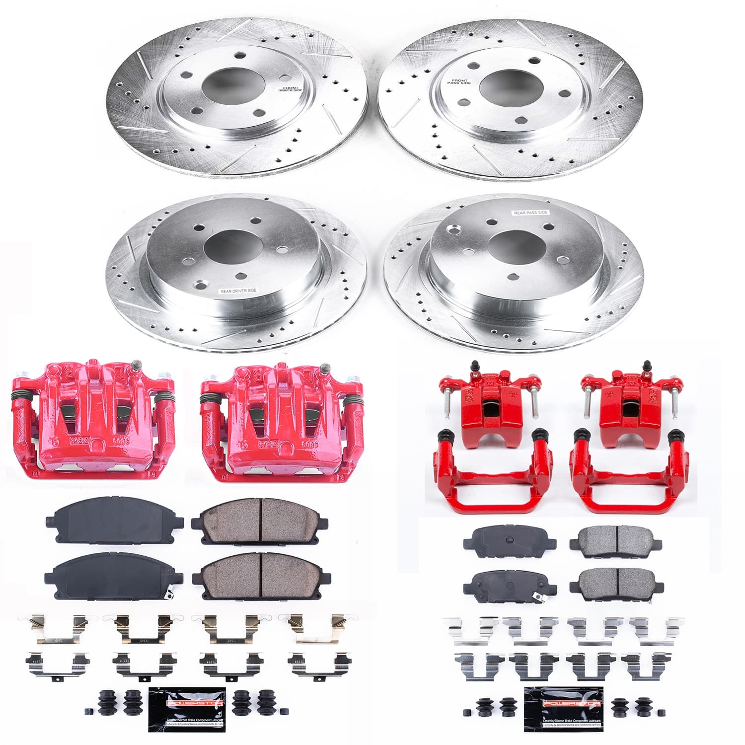 Power Stop - KC2766 - Front and Rear - Disc Brake Pad/Caliper and Rotor Kit image 1