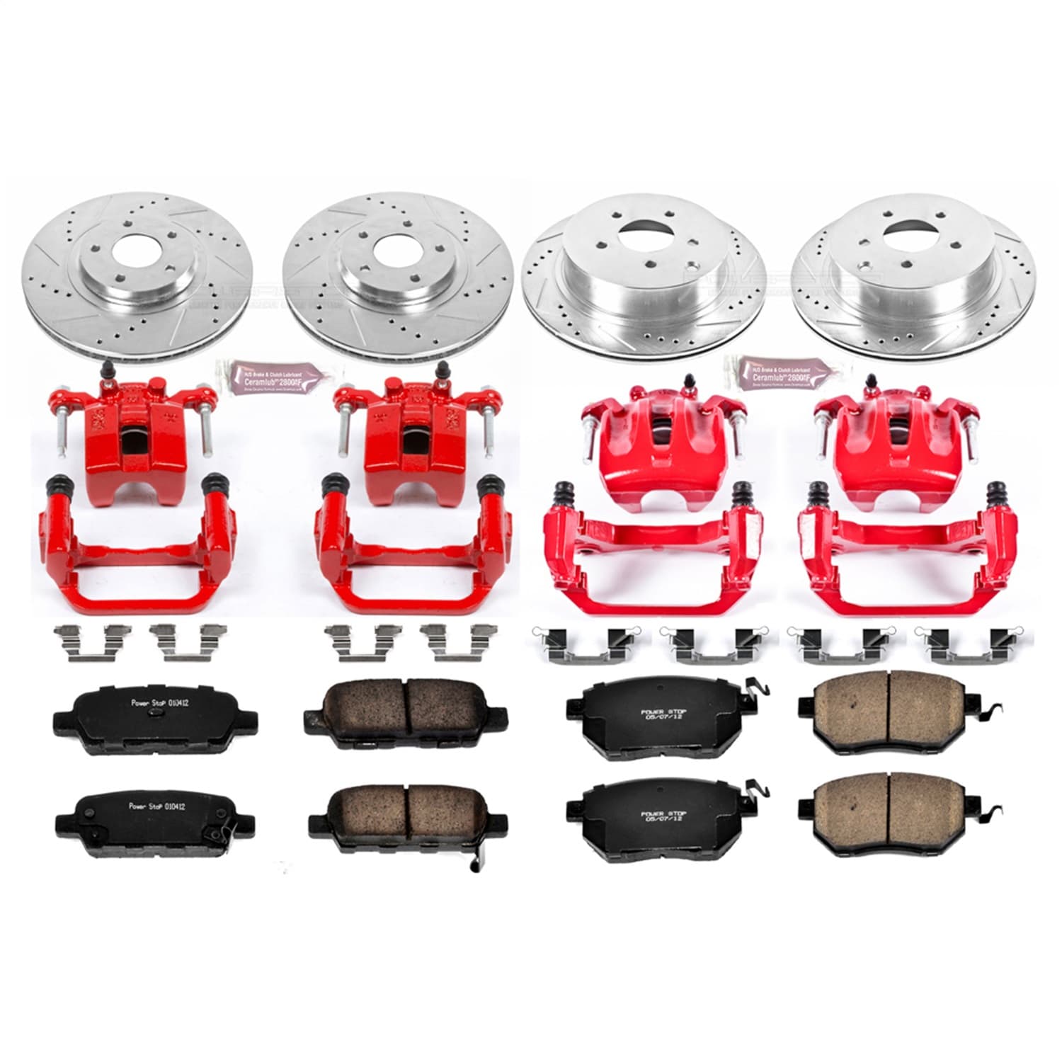 Power Stop - KC2767 - Front and Rear - Disc Brake Pad/Caliper and Rotor Kit image 1