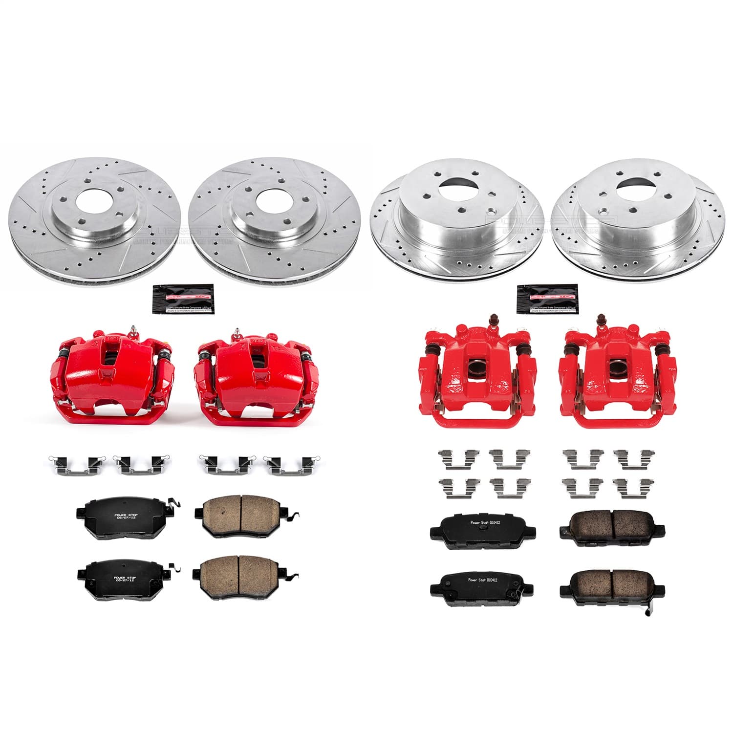 Power Stop - KC2767A - Front and Rear - Disc Brake Pad/Caliper and Rotor Kit image 1