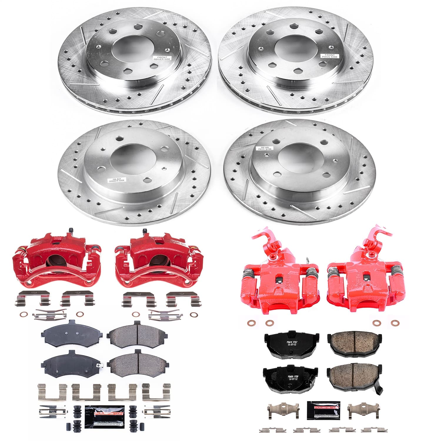 Power Stop - KC2779A - Front and Rear - Disc Brake Pad/Caliper and Rotor Kit image 1