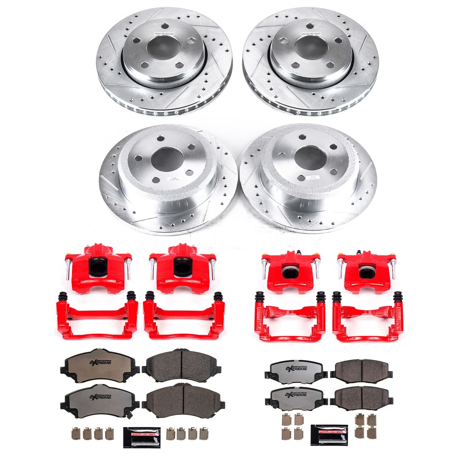 Power Stop - KC2798-36 - Front and Rear - Disc Brake Pad/Caliper and Rotor Kit image 1