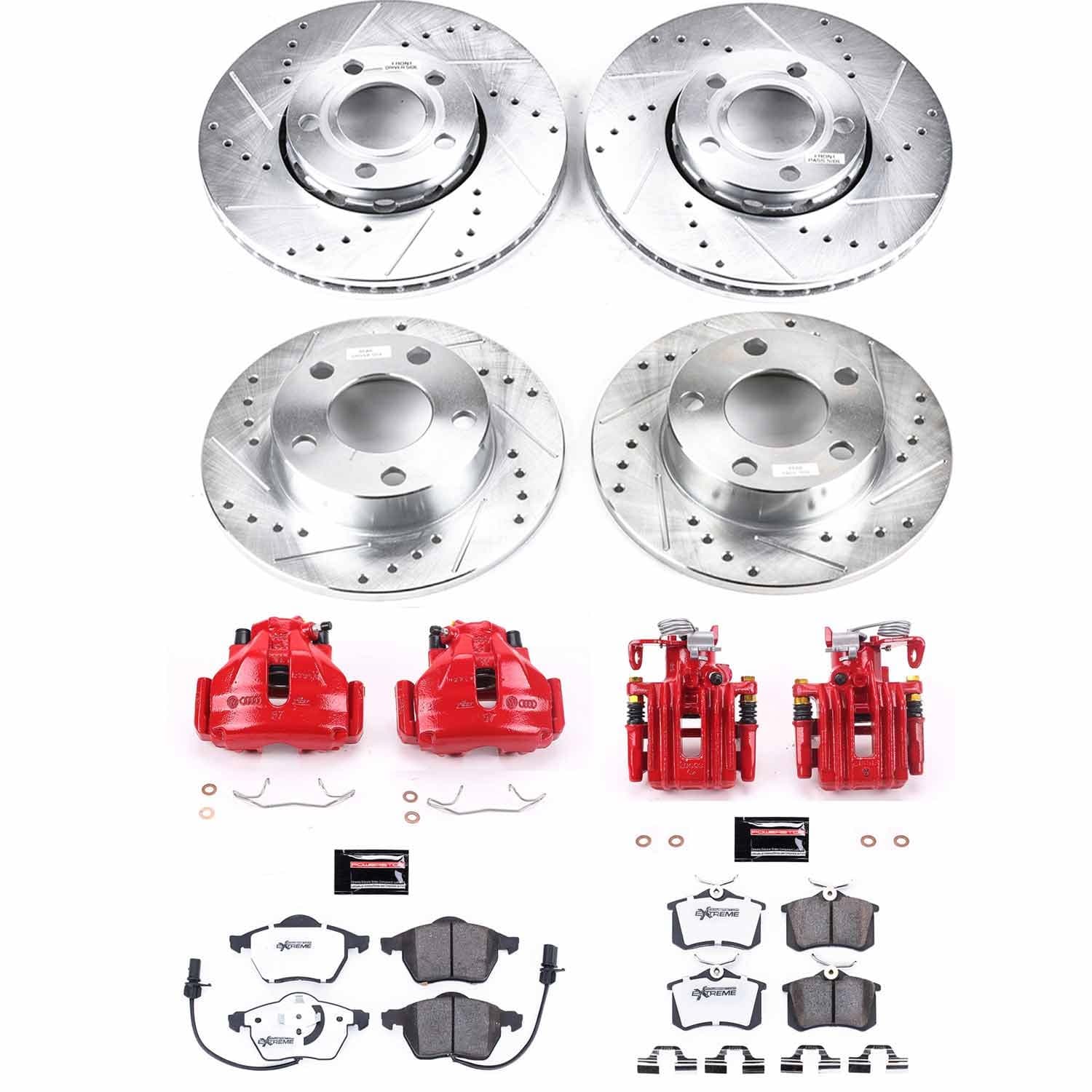 Power Stop - KC2800-26 - Front and Rear - Disc Brake Pad/Caliper and Rotor Kit image 1
