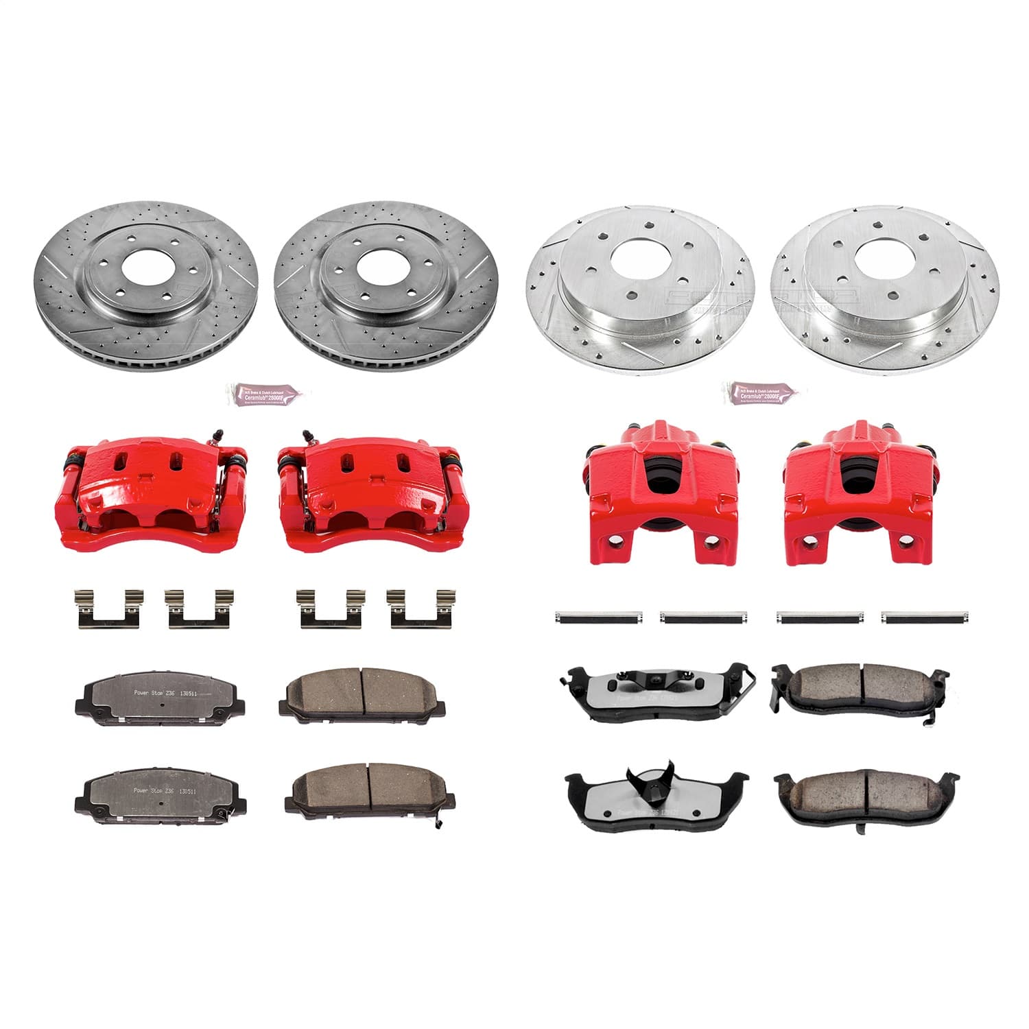 Power Stop - KC2804-36 - Front and Rear - Disc Brake Pad/Caliper and Rotor Kit image 1