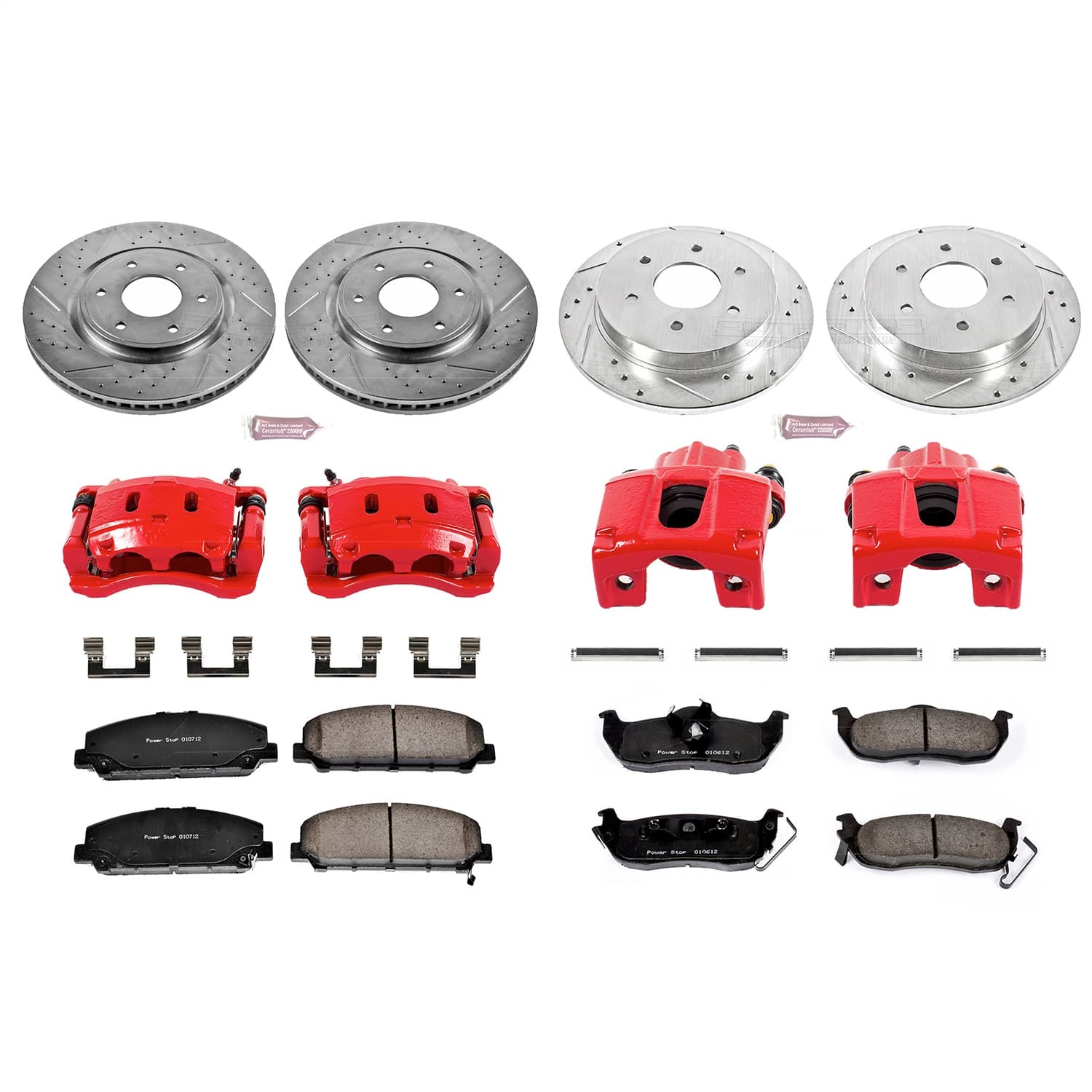 Power Stop - KC2804 - Front and Rear - Disc Brake Pad/Caliper and Rotor Kit image 1