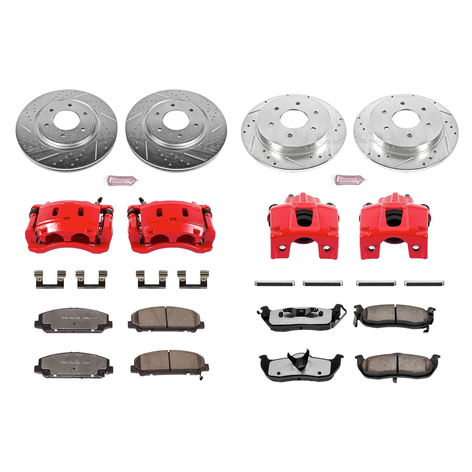 Power Stop - KC2805-36 - Front and Rear - Disc Brake Pad/Caliper and Rotor Kit image 1