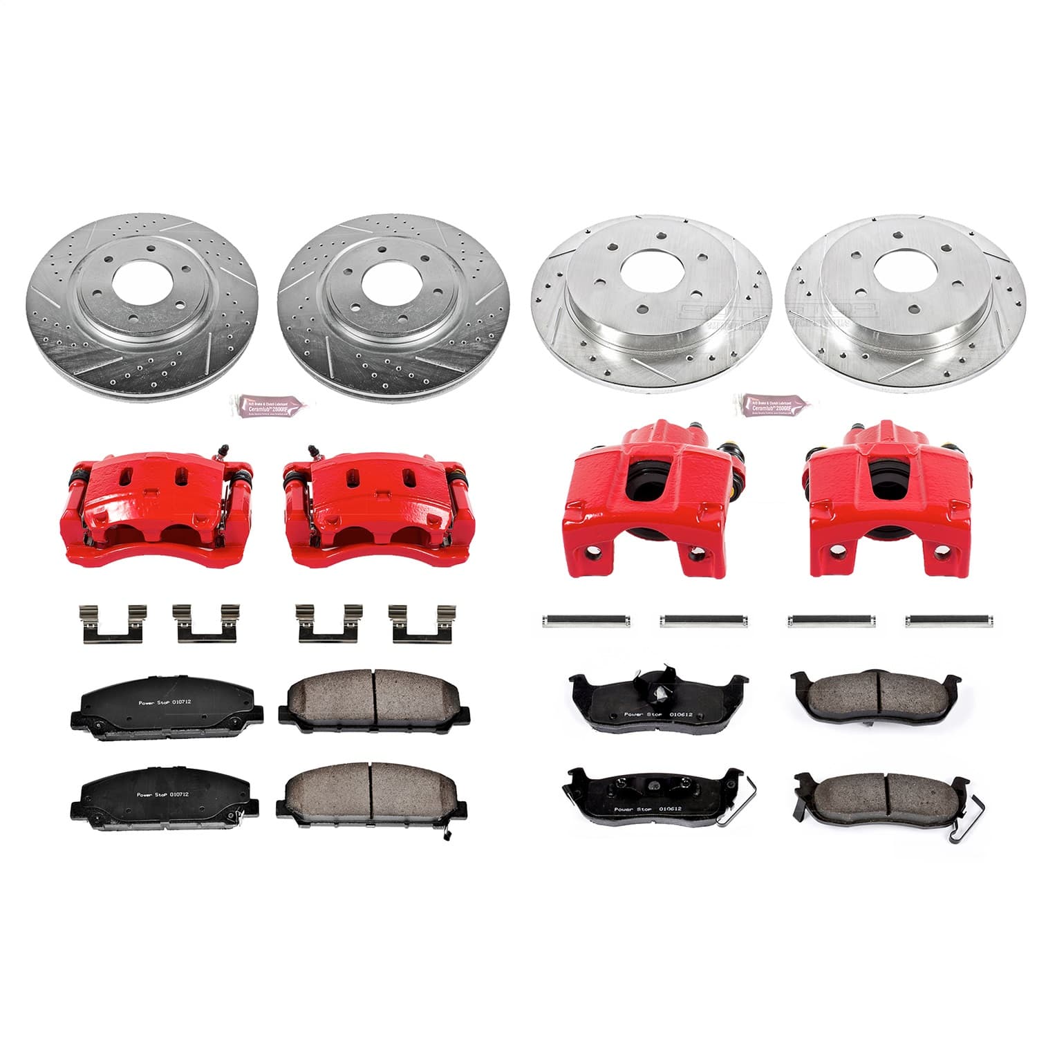 Power Stop - KC2805 - Front and Rear - Disc Brake Pad/Caliper and Rotor Kit image 1