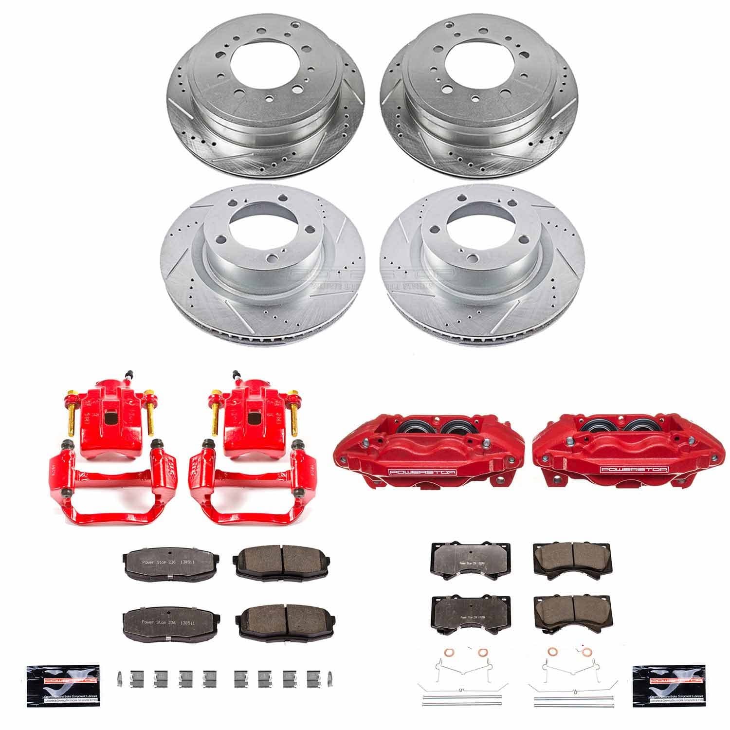 Power Stop - KC2813A-36 - Front and Rear - Disc Brake Pad/Caliper and Rotor Kit image 1