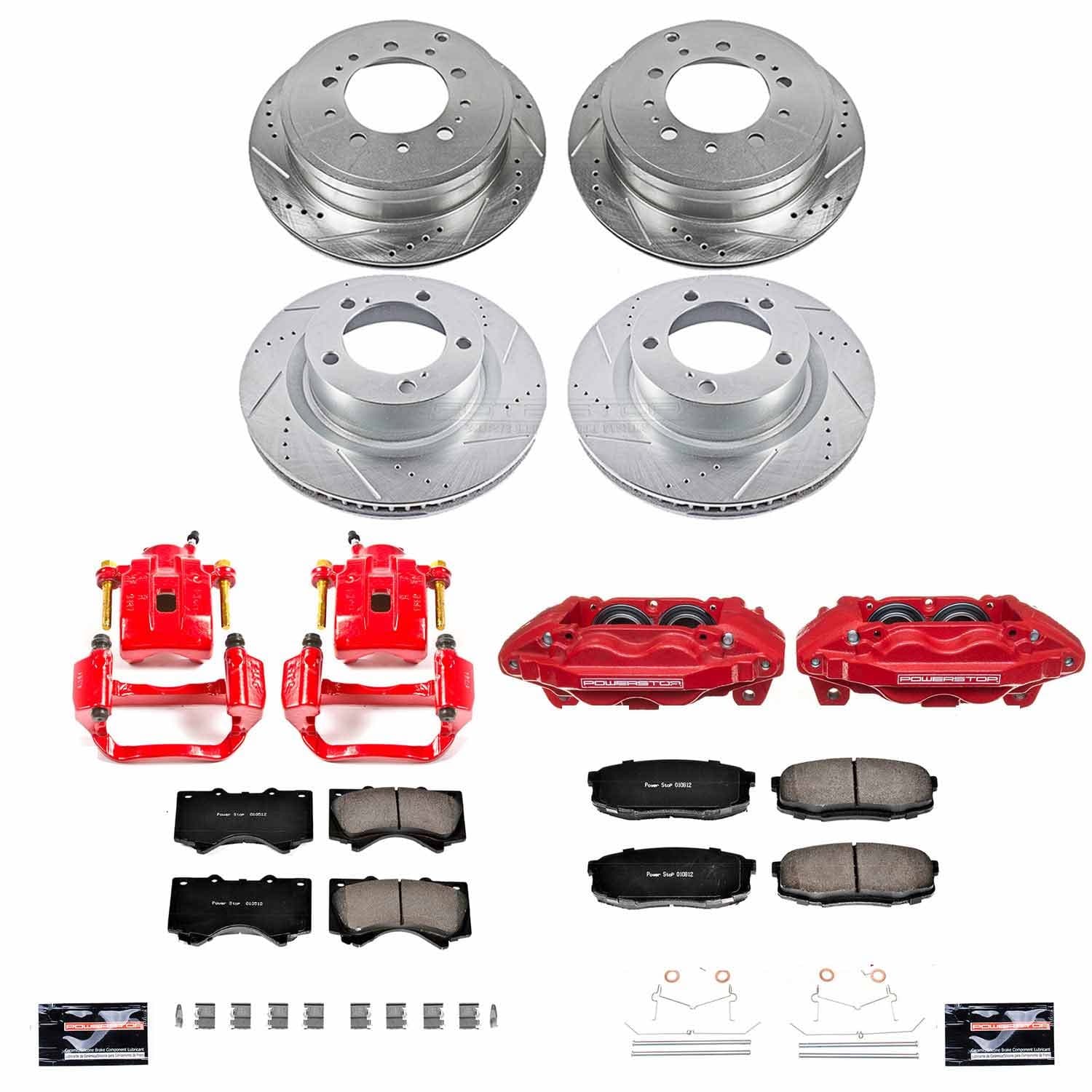 Power Stop - KC2813A - Front and Rear - Disc Brake Pad/Caliper and Rotor Kit image 1