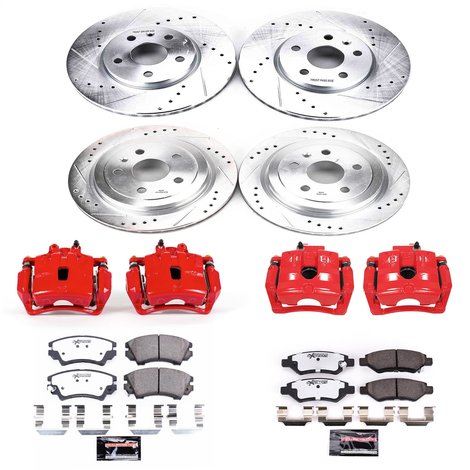 Power Stop - KC2816-26 - Front and Rear - Disc Brake Pad/Caliper and Rotor Kit image 1