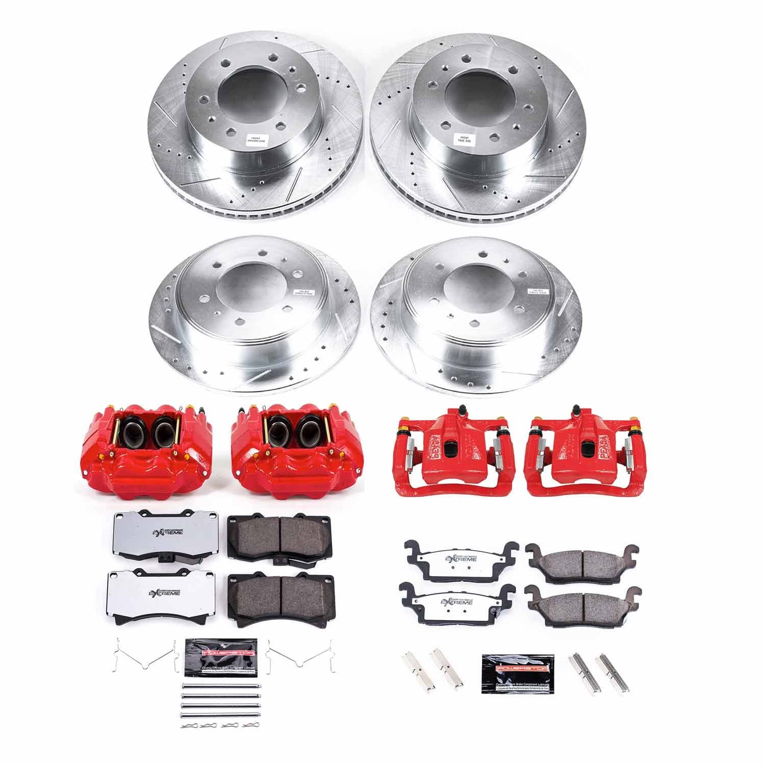 Power Stop - KC2820-36 - Front and Rear - Disc Brake Pad/Caliper and Rotor Kit image 1