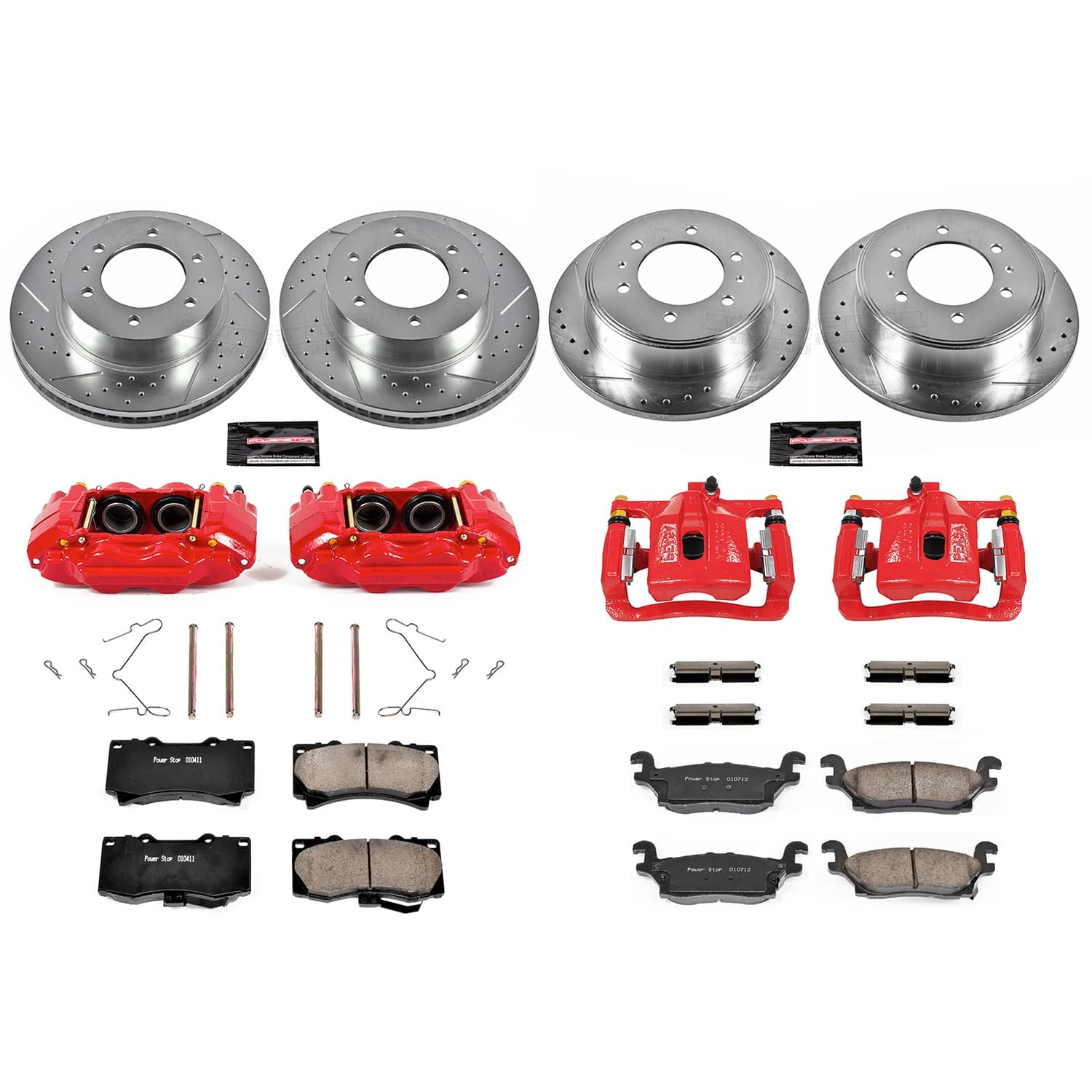 Power Stop - KC2820 - Front and Rear - Disc Brake Pad/Caliper and Rotor Kit image 1