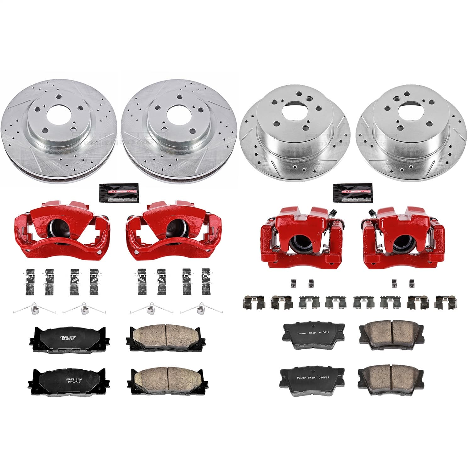 Power Stop - KC2822 - Front and Rear - Disc Brake Pad/Caliper and Rotor Kit image 1