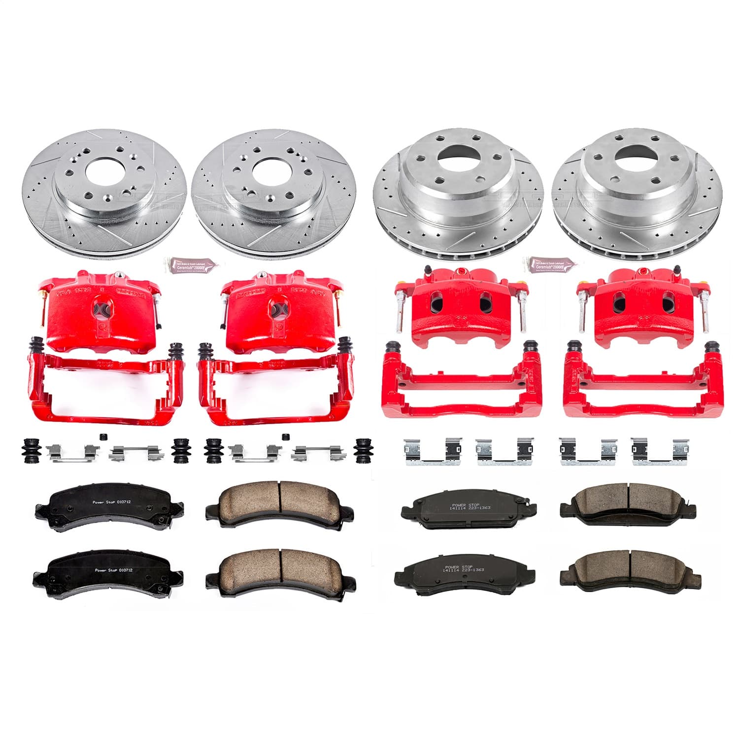 Power Stop - KC2826 - Front and Rear - Disc Brake Pad/Caliper and Rotor Kit image 1