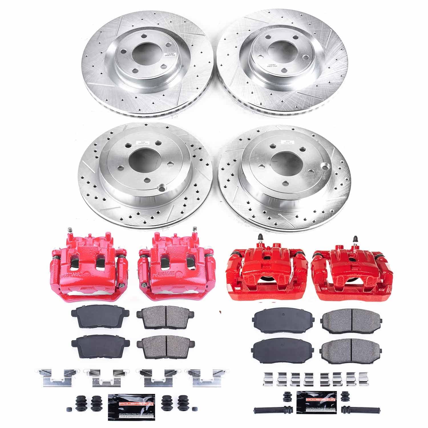 Power Stop - KC2829 - Front and Rear - Disc Brake Pad/Caliper and Rotor Kit image 1