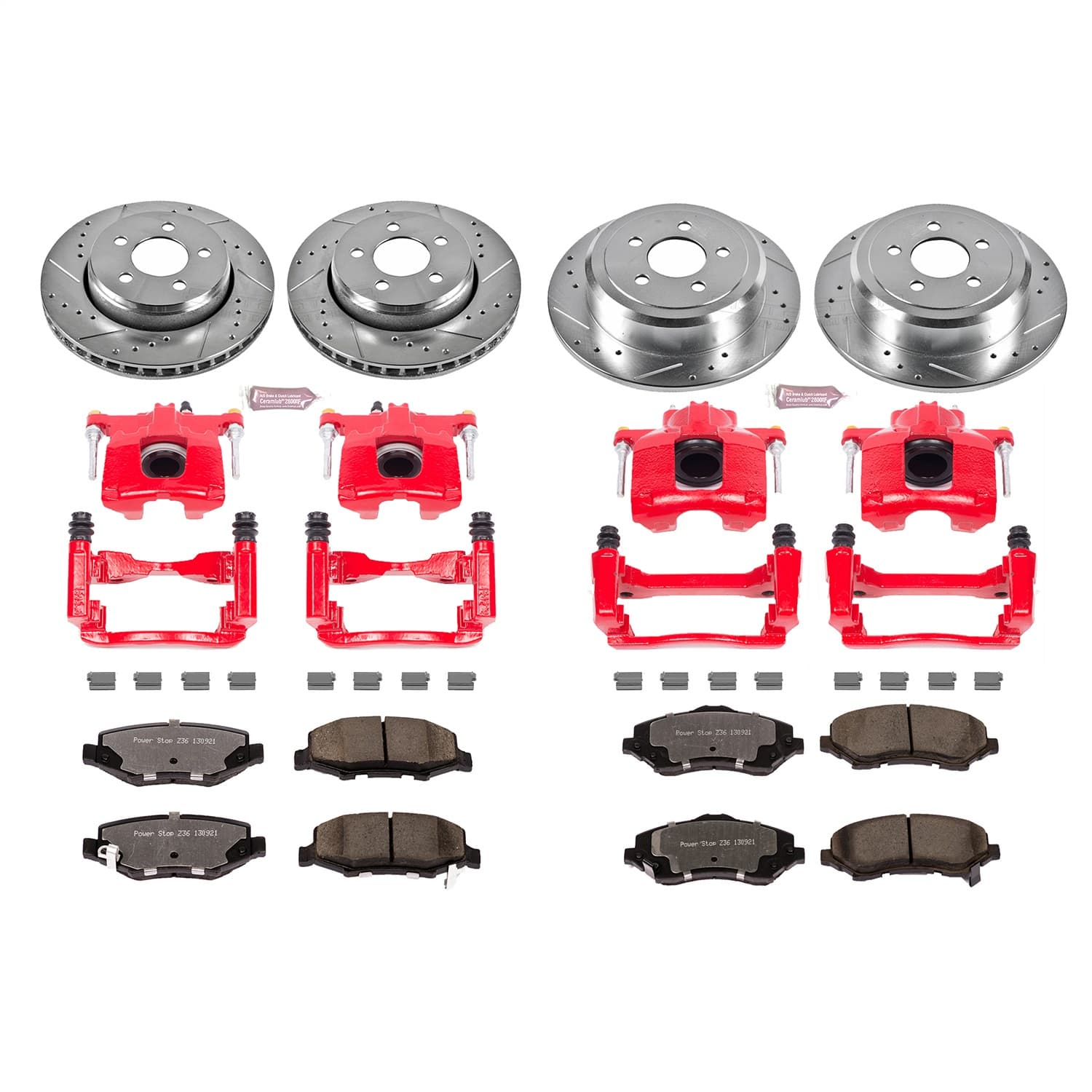 Power Stop - KC2832A-36 - Front and Rear - Disc Brake Pad/Caliper and Rotor Kit image 1