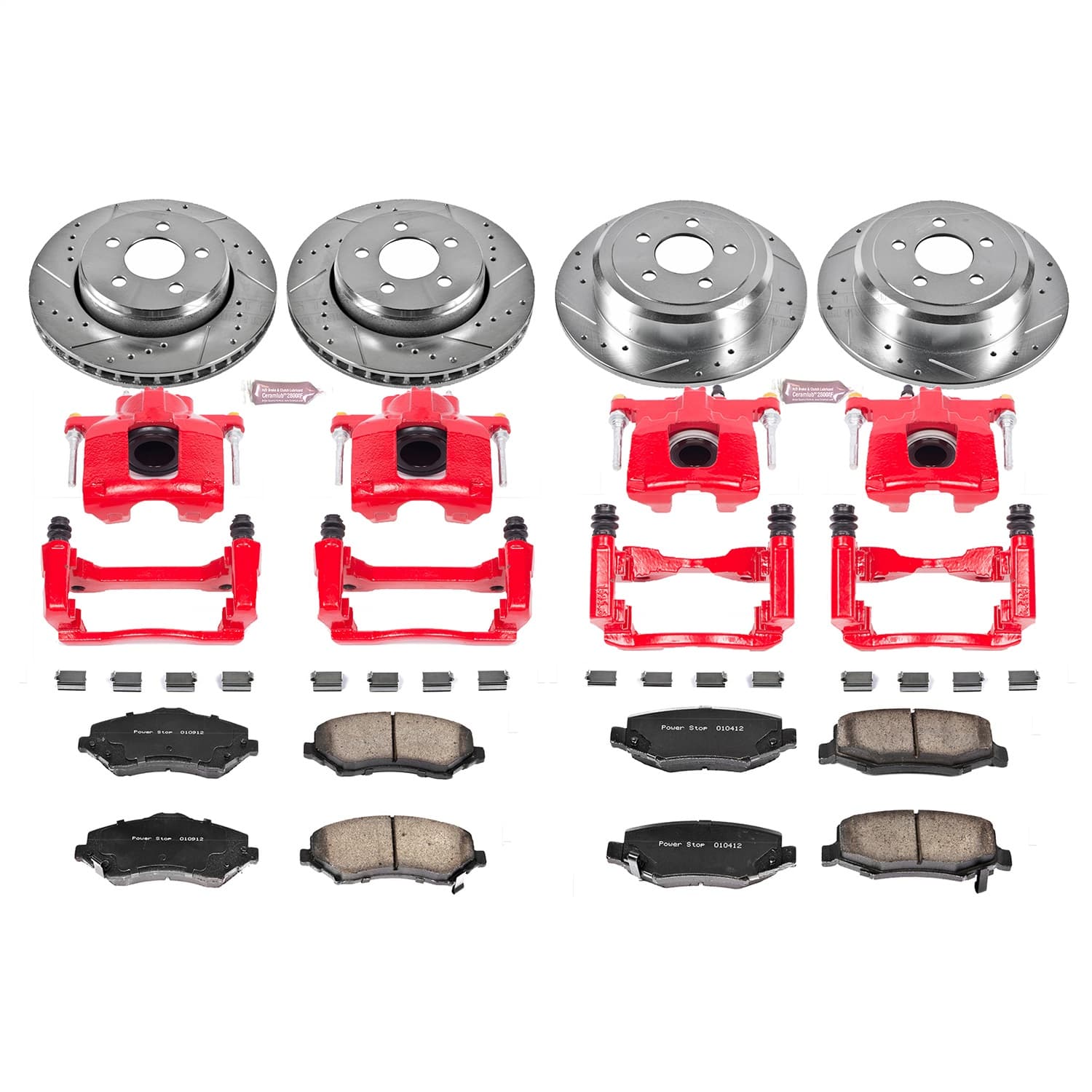 Power Stop - KC2832A - Front and Rear - Disc Brake Pad/Caliper and Rotor Kit image 1