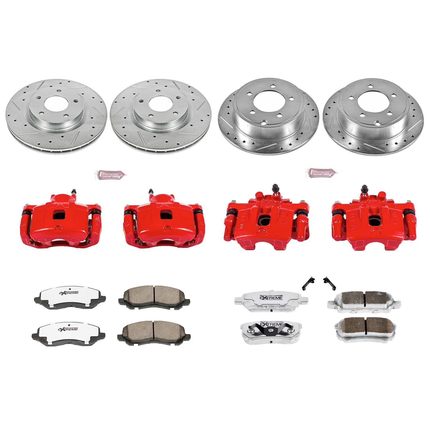 Power Stop - KC2840-26 - Front and Rear - Disc Brake Pad/Caliper and Rotor Kit image 1